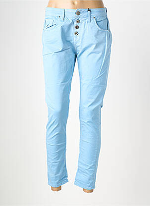 Pantalon 7/8 stretch taille normale bleu ALMANEGRA femme