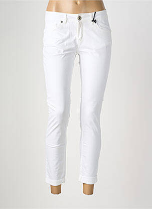 Pantalon 7/8 stretch taille normale blanc ALMANEGRA femme