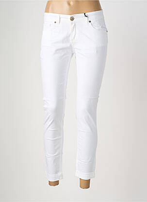Pantalon slim tissage popeline taille normale blanc ALMANEGRA femme