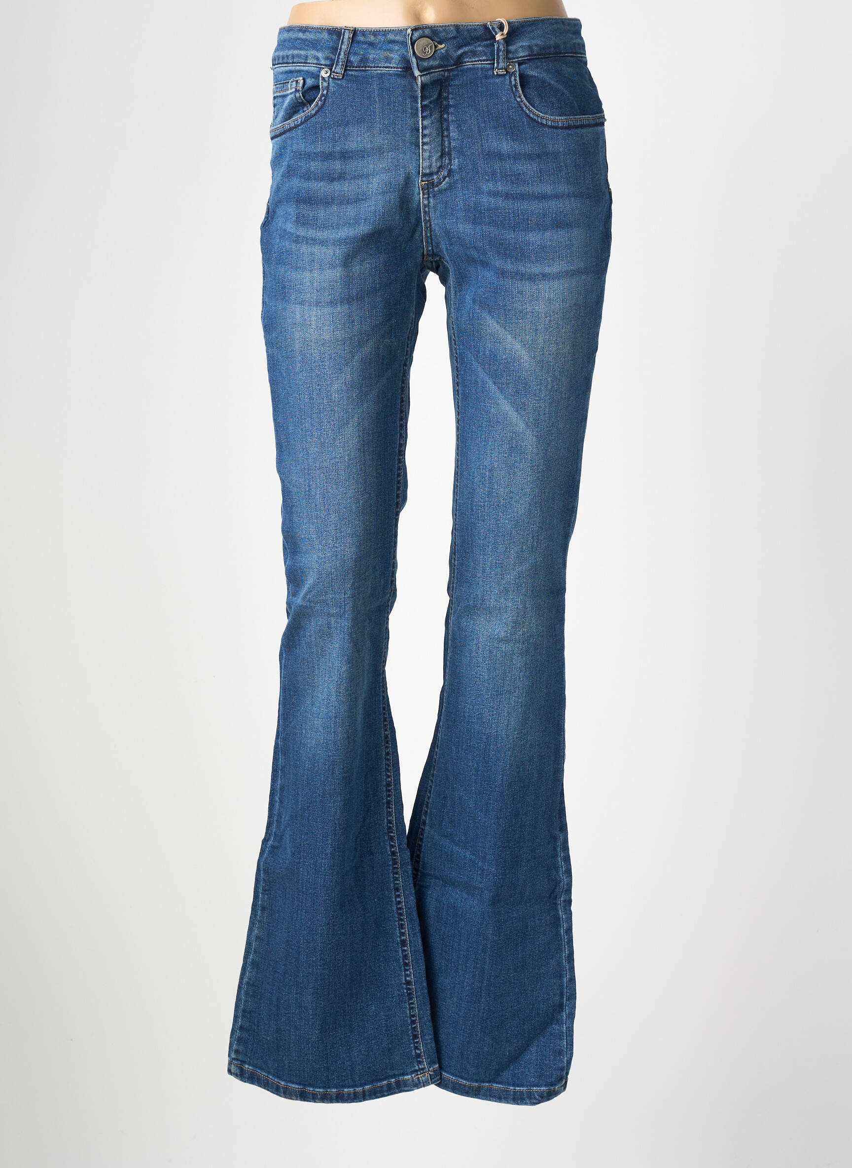 Pantalon flare taille élastique taille normale bleu ALMANEGRA femme