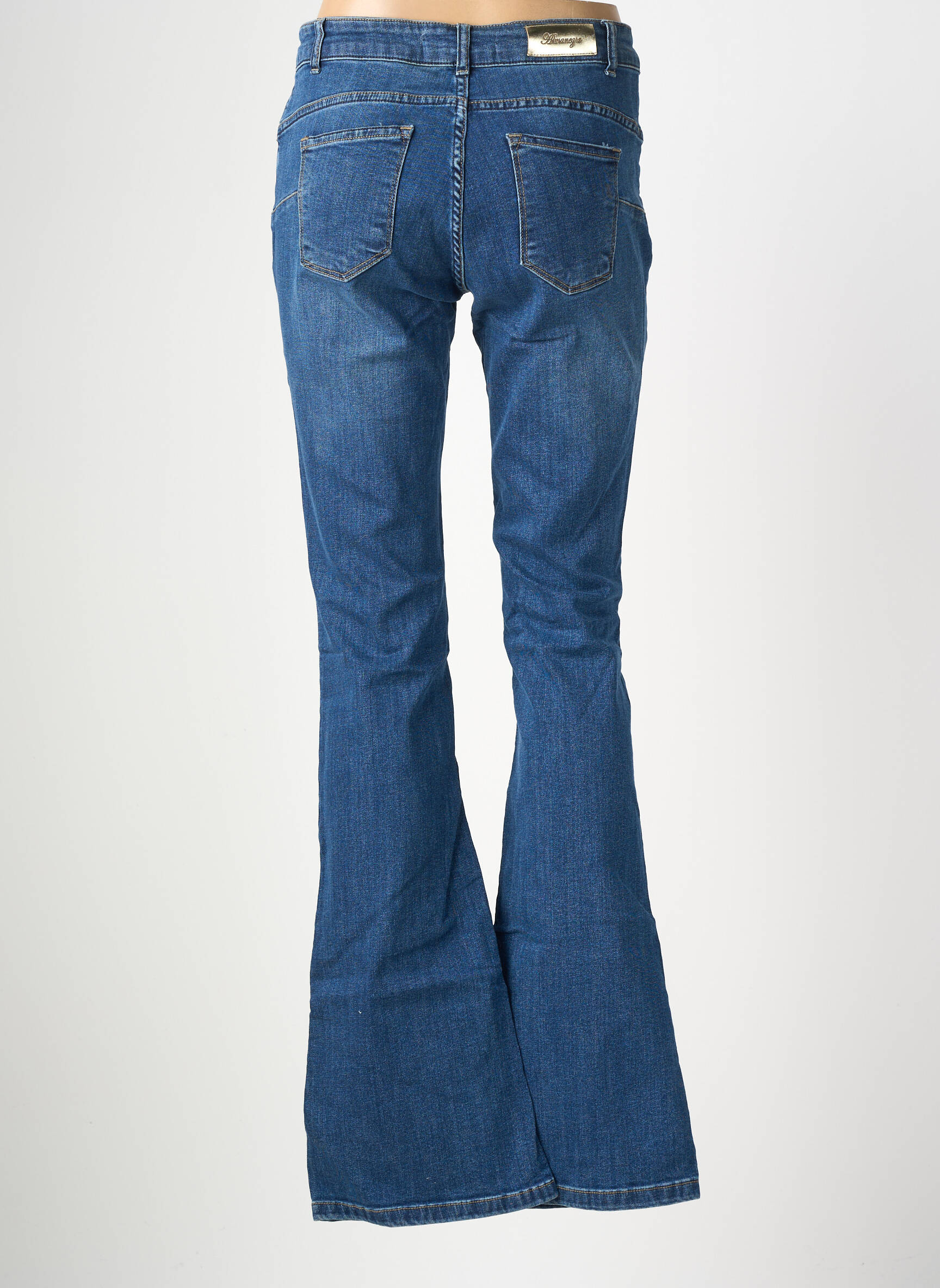 Pantalon flare taille élastique taille normale bleu ALMANEGRA femme