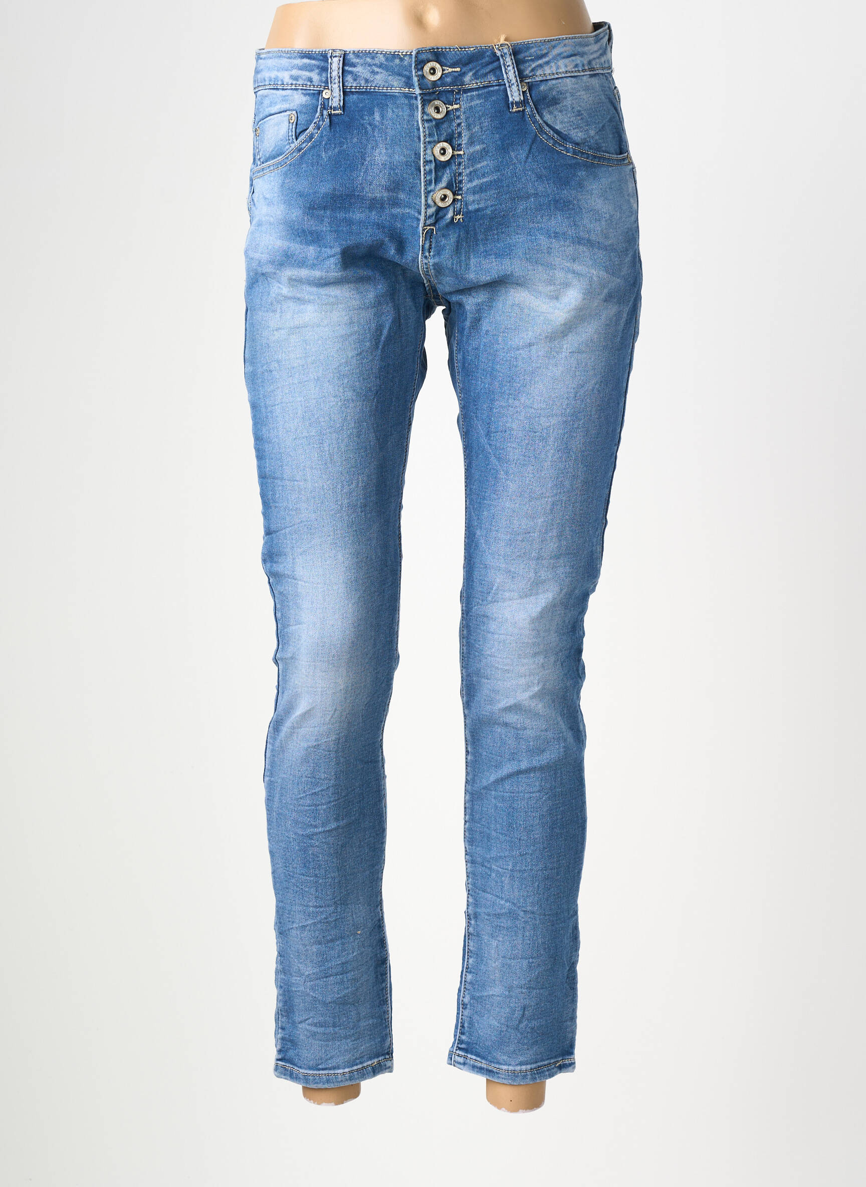 Jeans coupe slim taille normale taille normale bleu PLACE DU JOUR femme