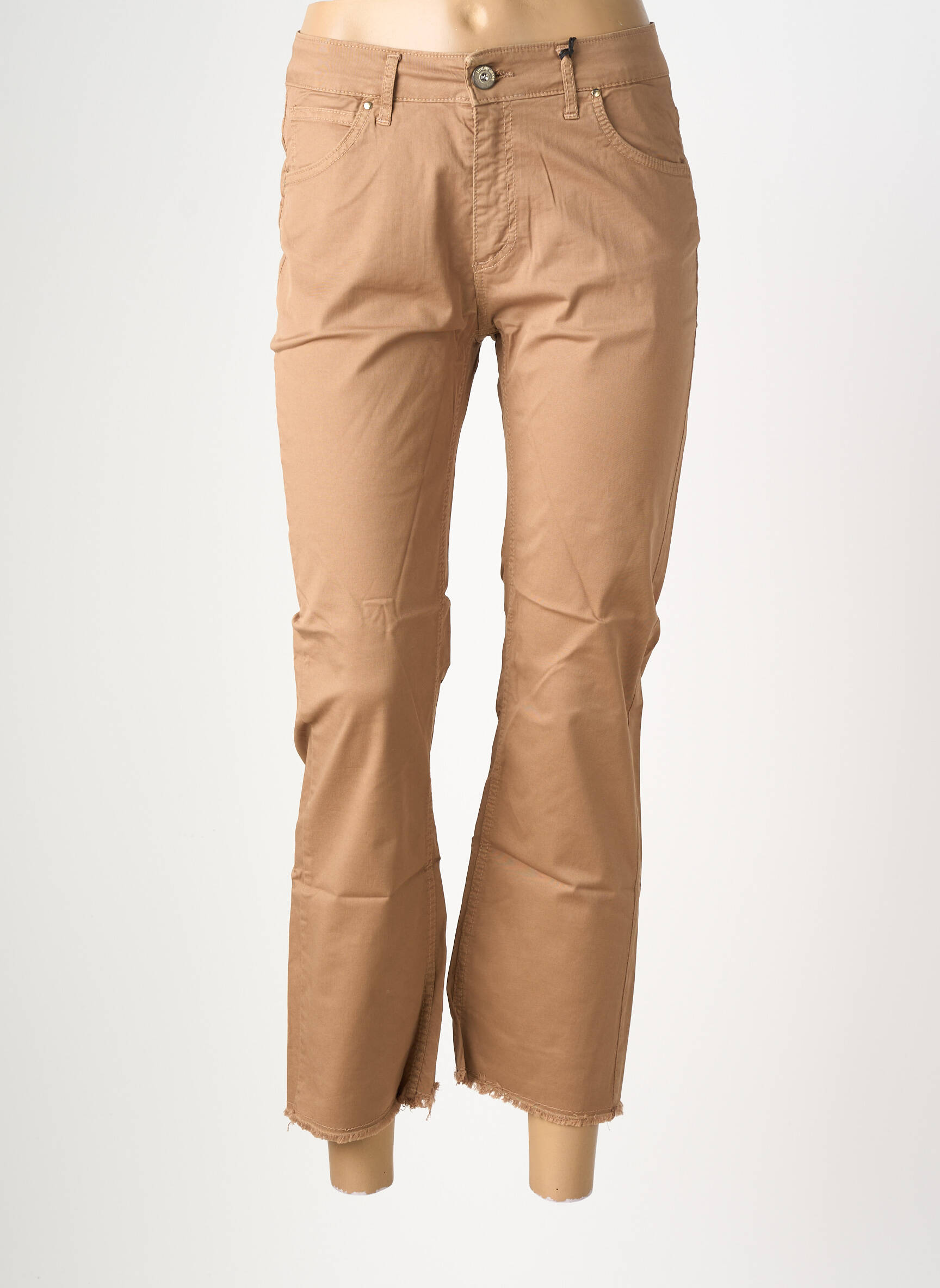 Pantalon 7/8 stretch taille normale marron ALMANEGRA femme