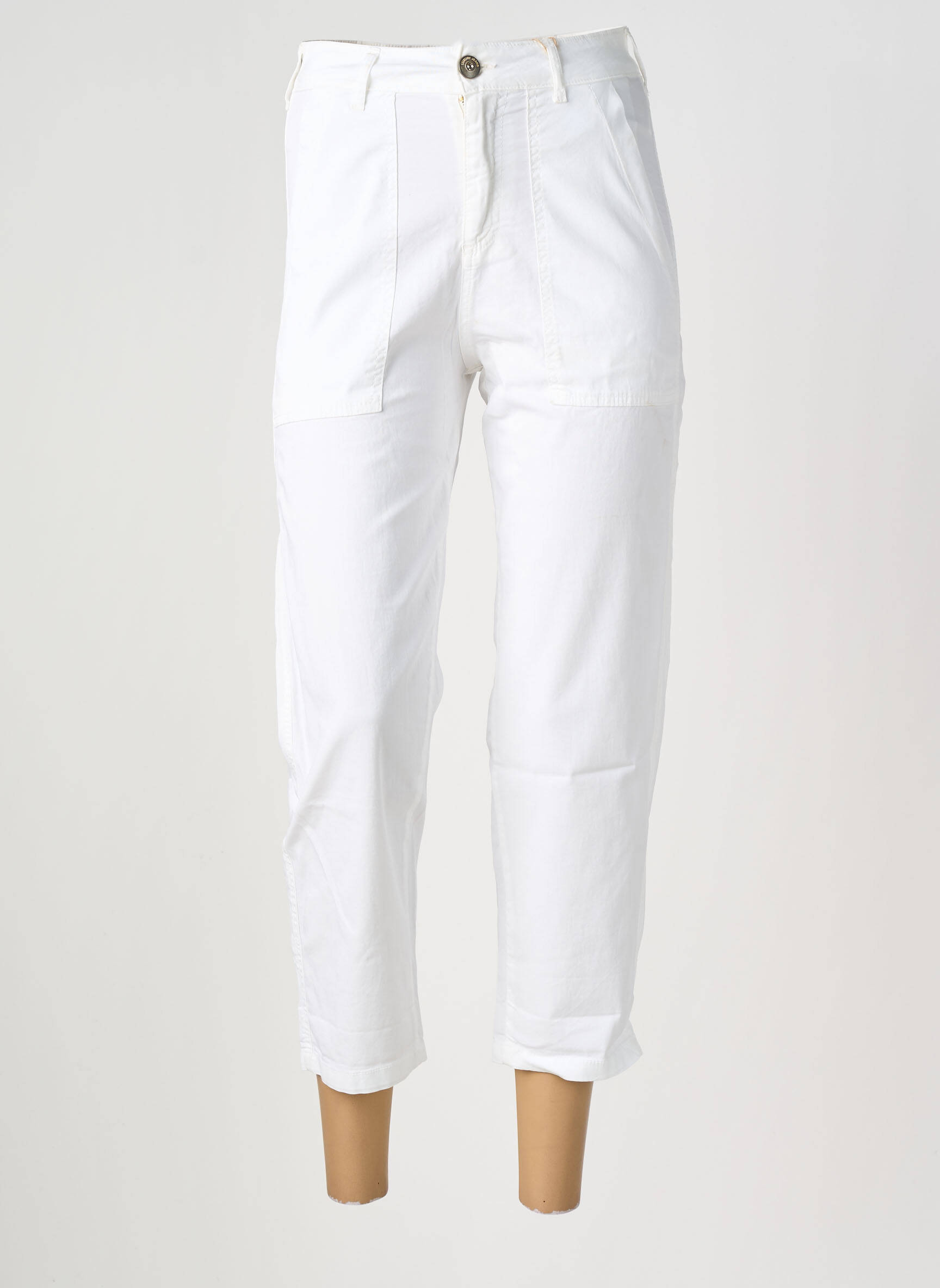 Pantalon 7/8 taille haute taille haute blanc ALMANEGRA femme