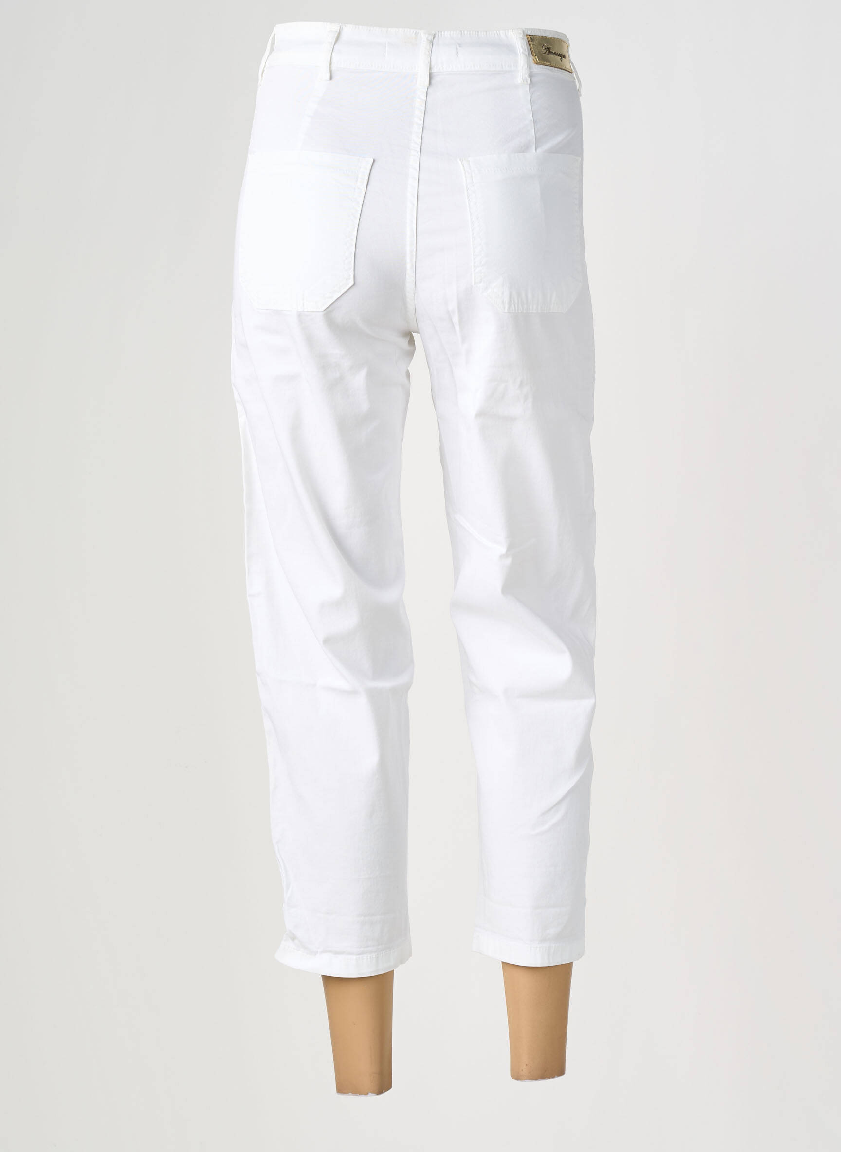 Pantalon 7/8 taille haute taille haute blanc ALMANEGRA femme