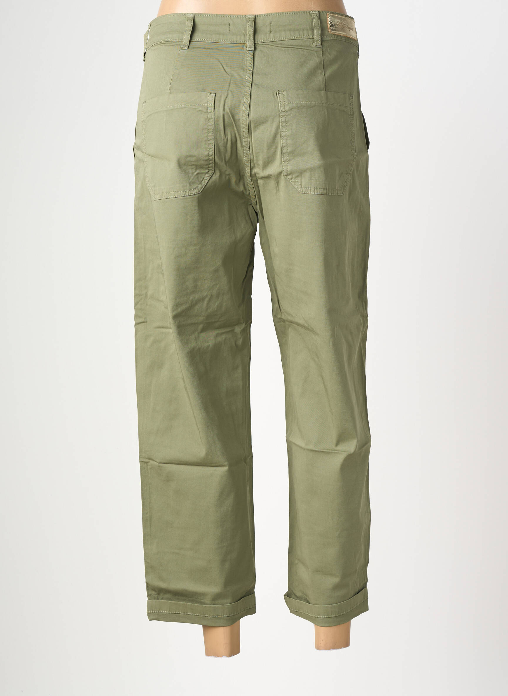 Pantalon droit stretch taille haute vert ALMANEGRA femme