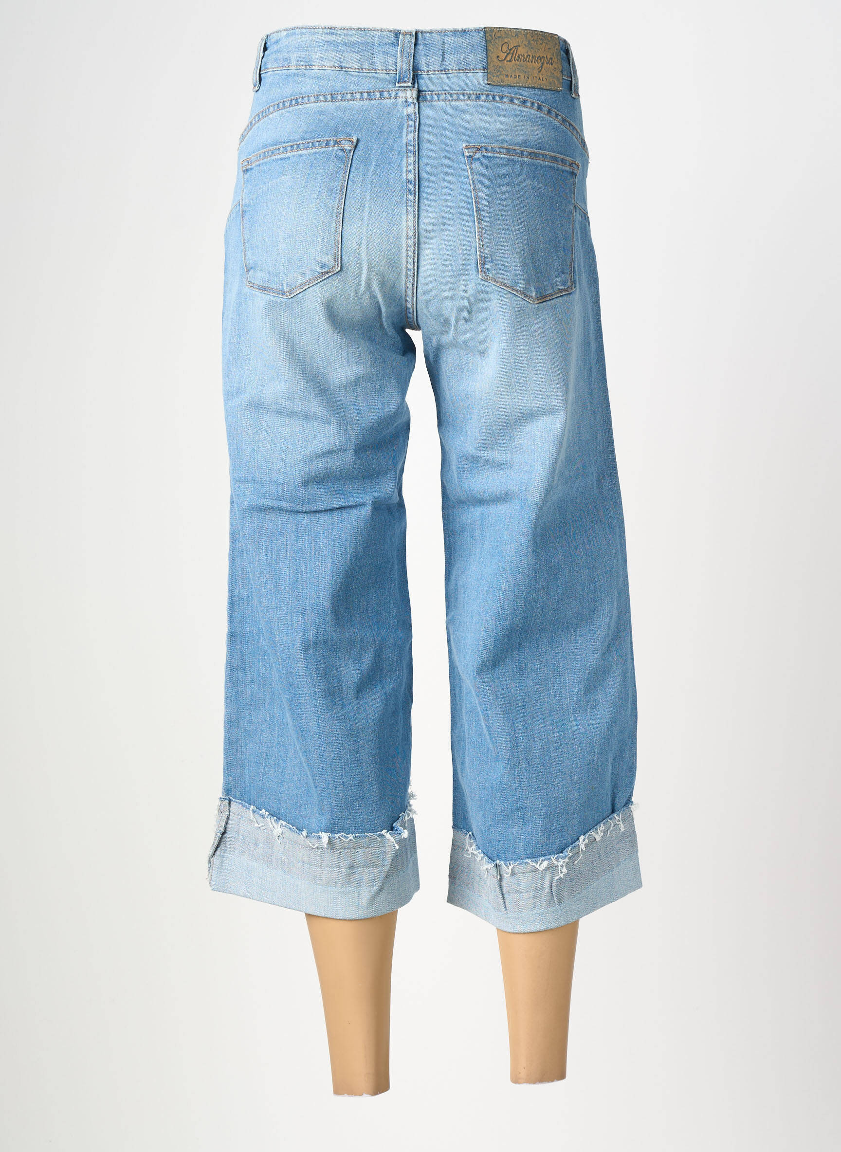 Jeans coupe large délavé taille haute bleu ALMANEGRA femme