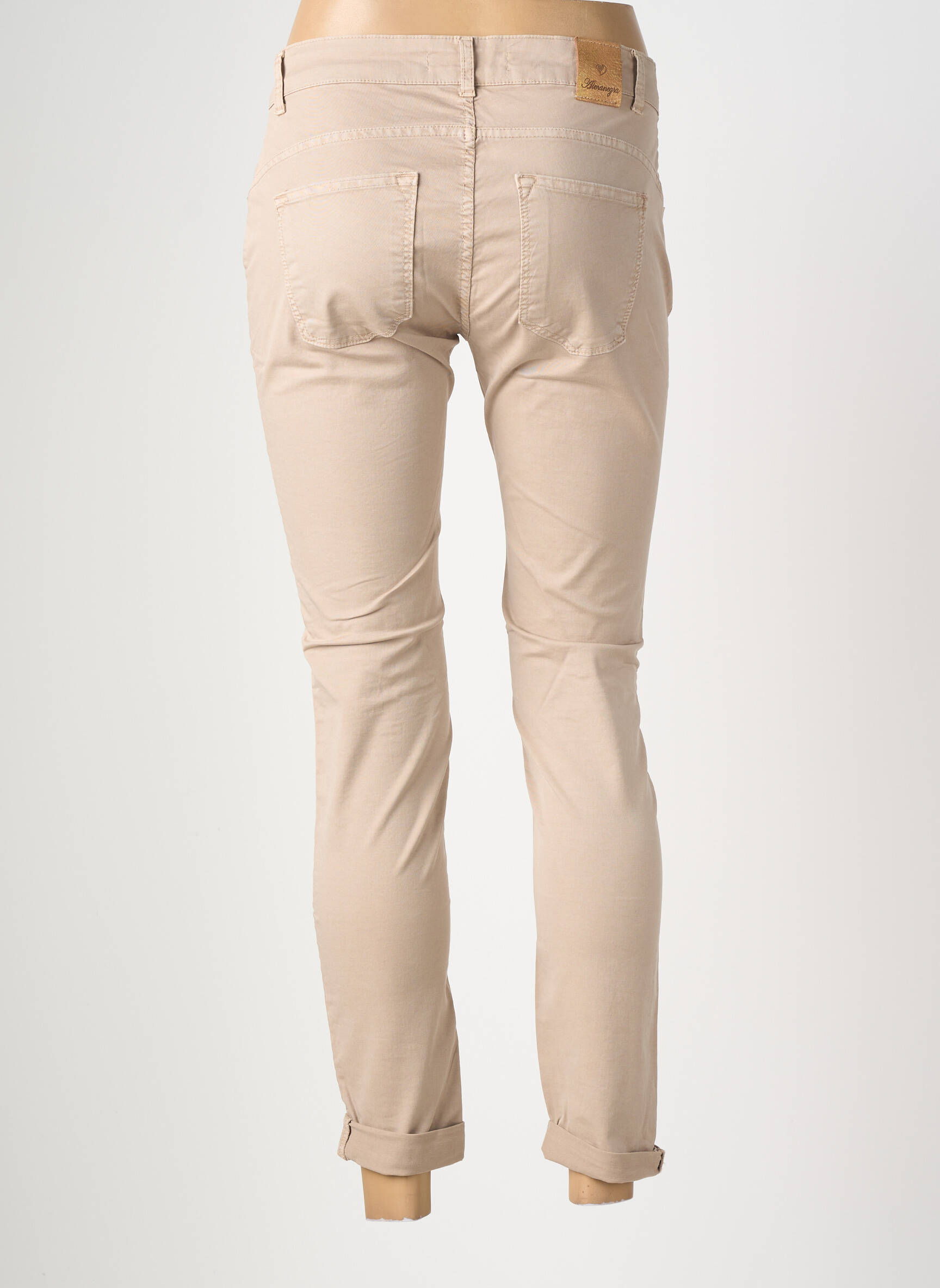 Pantalon slim taille élastique taille normale beige ALMANEGRA femme