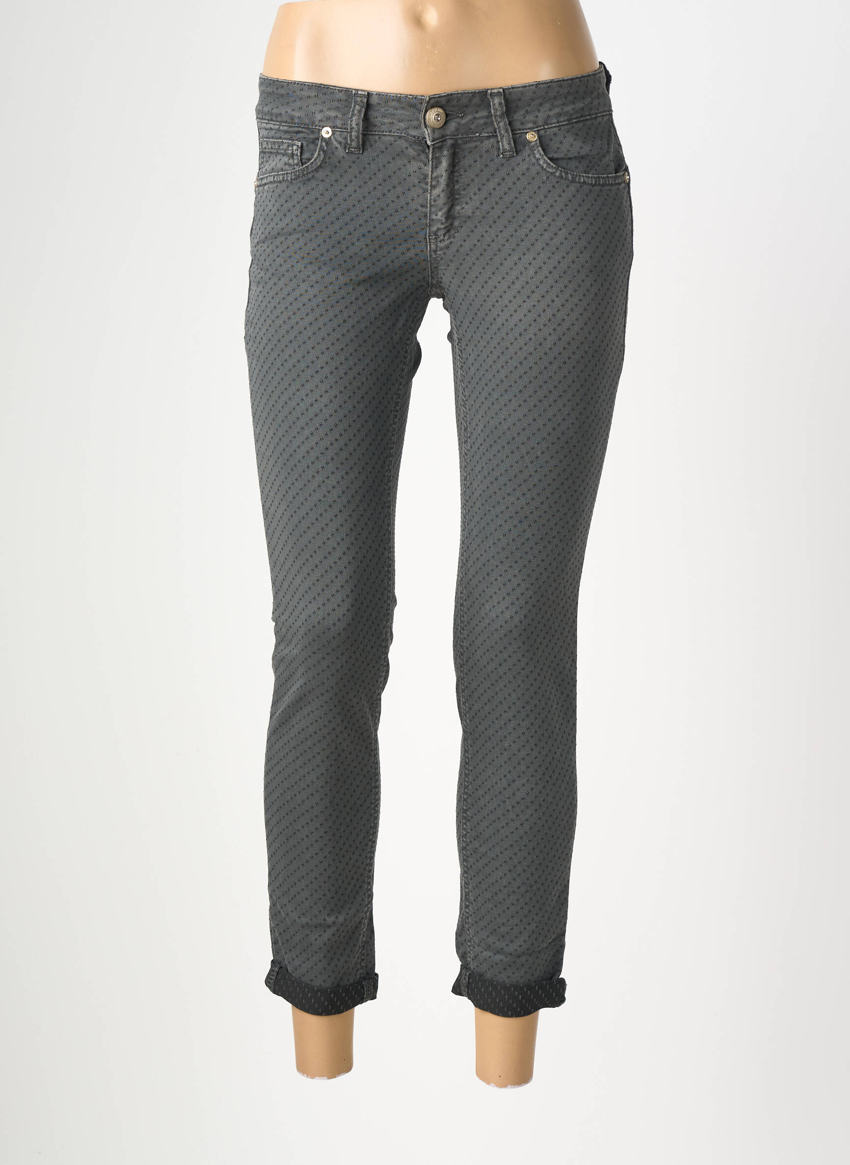 Pantalon slim taille élastique taille normale noir ALMANEGRA femme