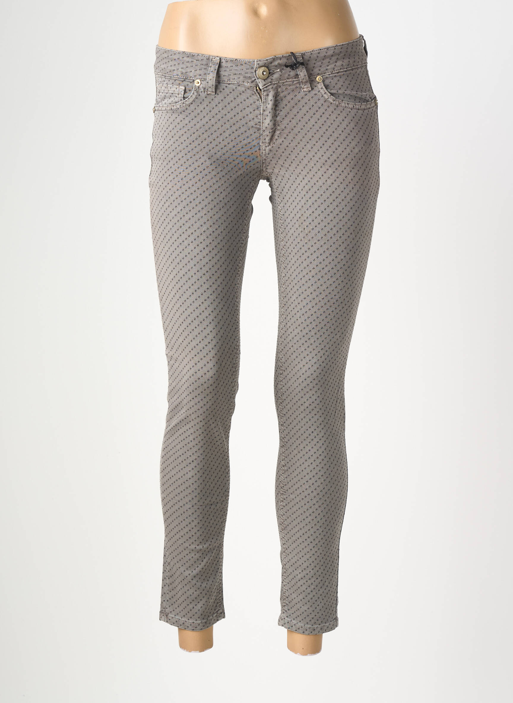Pantalon slim taille élastique taille normale gris ALMANEGRA femme