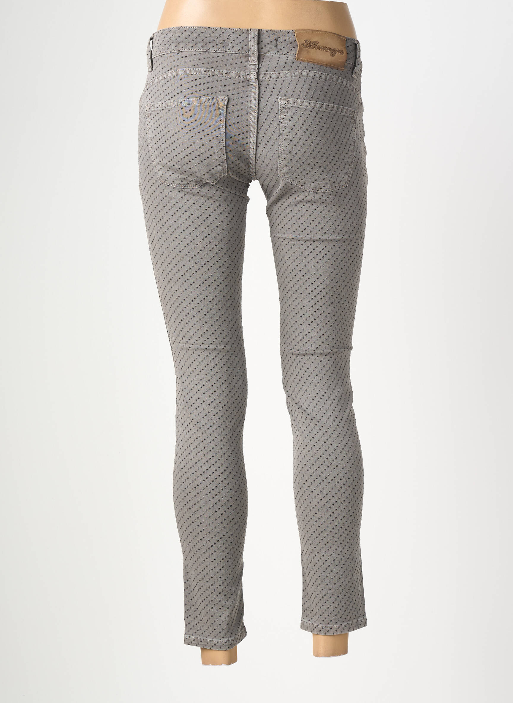 Pantalon slim taille élastique taille normale gris ALMANEGRA femme