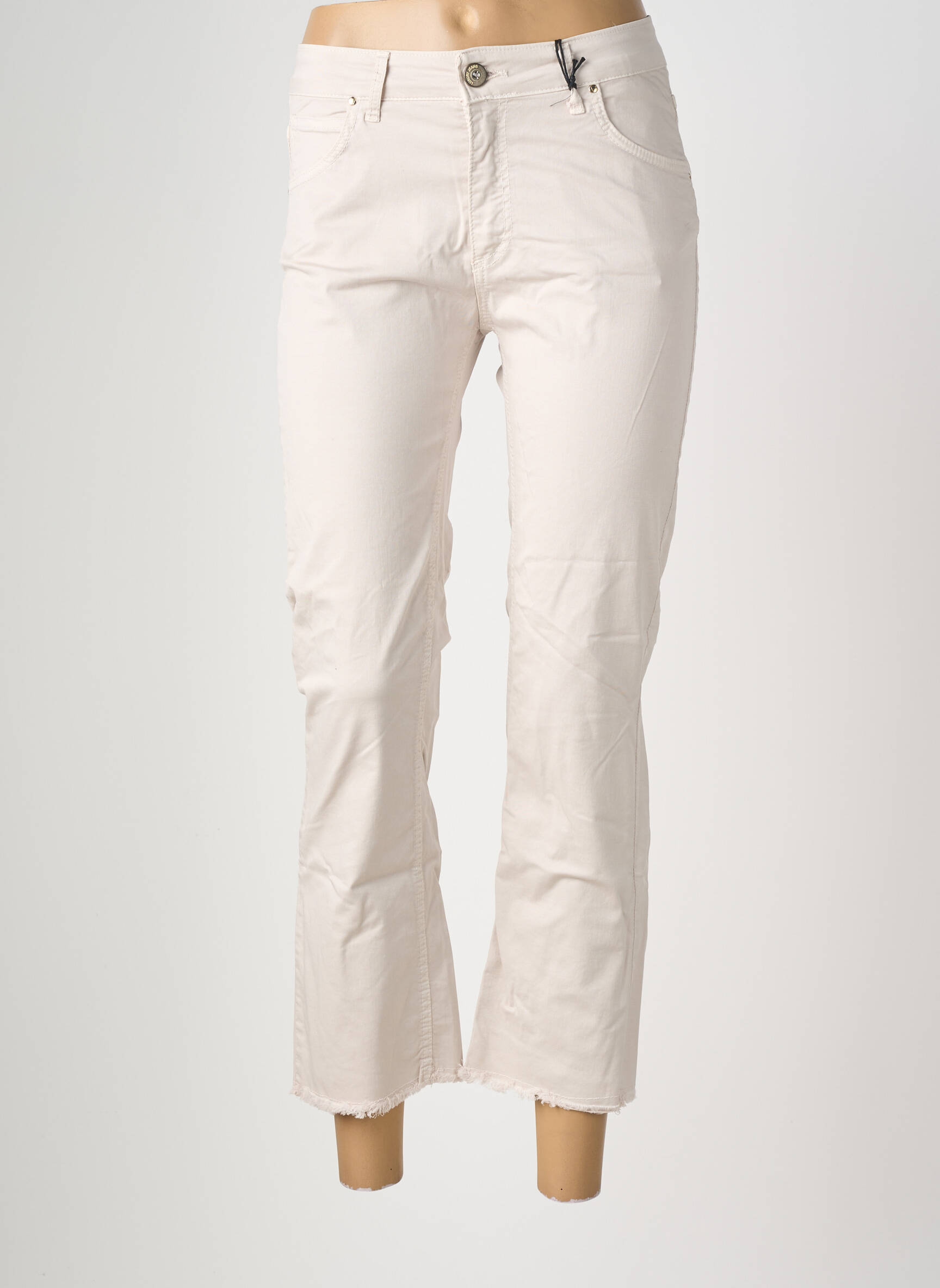 Pantalon 7/8 stretch taille normale beige ALMANEGRA femme