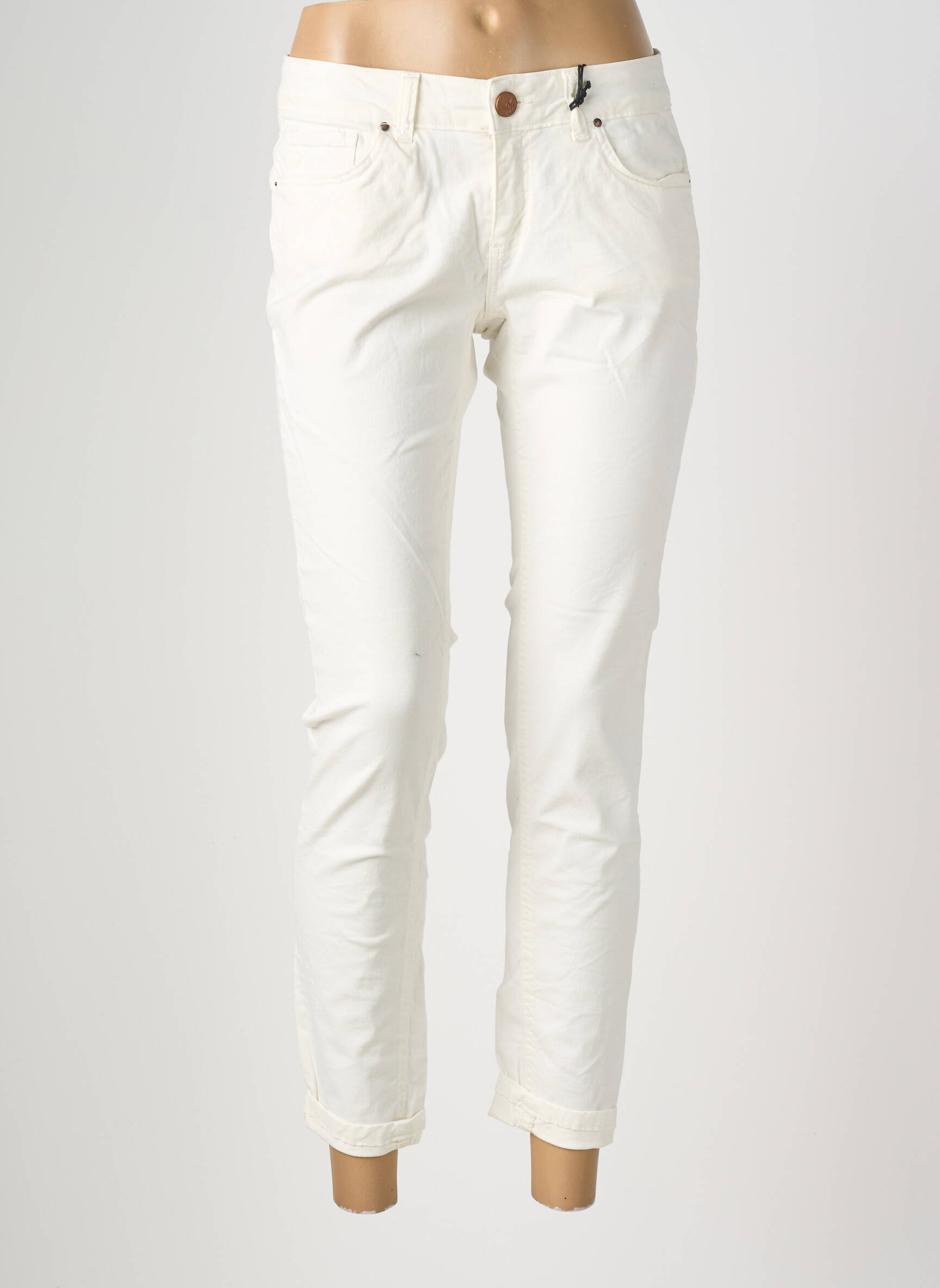 Pantalon slim taille élastique taille normale blanc ALMANEGRA femme