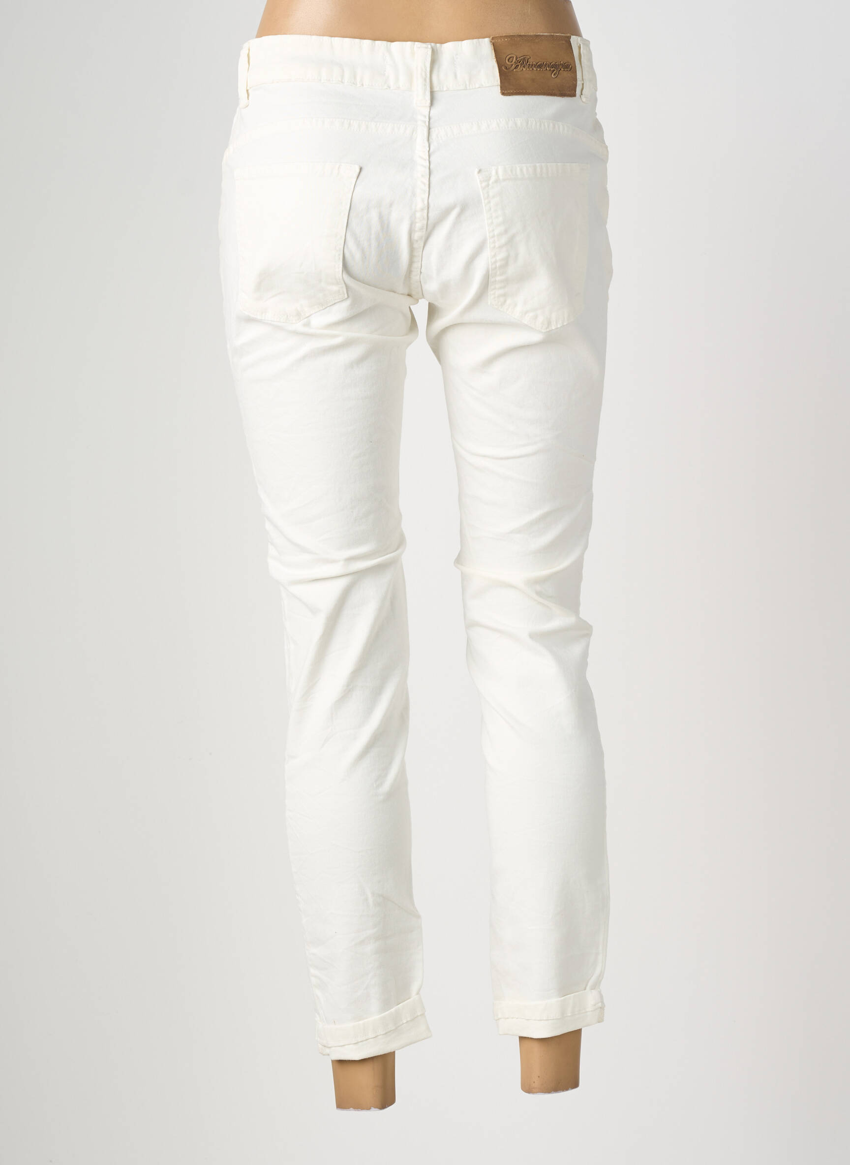 Pantalon slim taille élastique taille normale blanc ALMANEGRA femme
