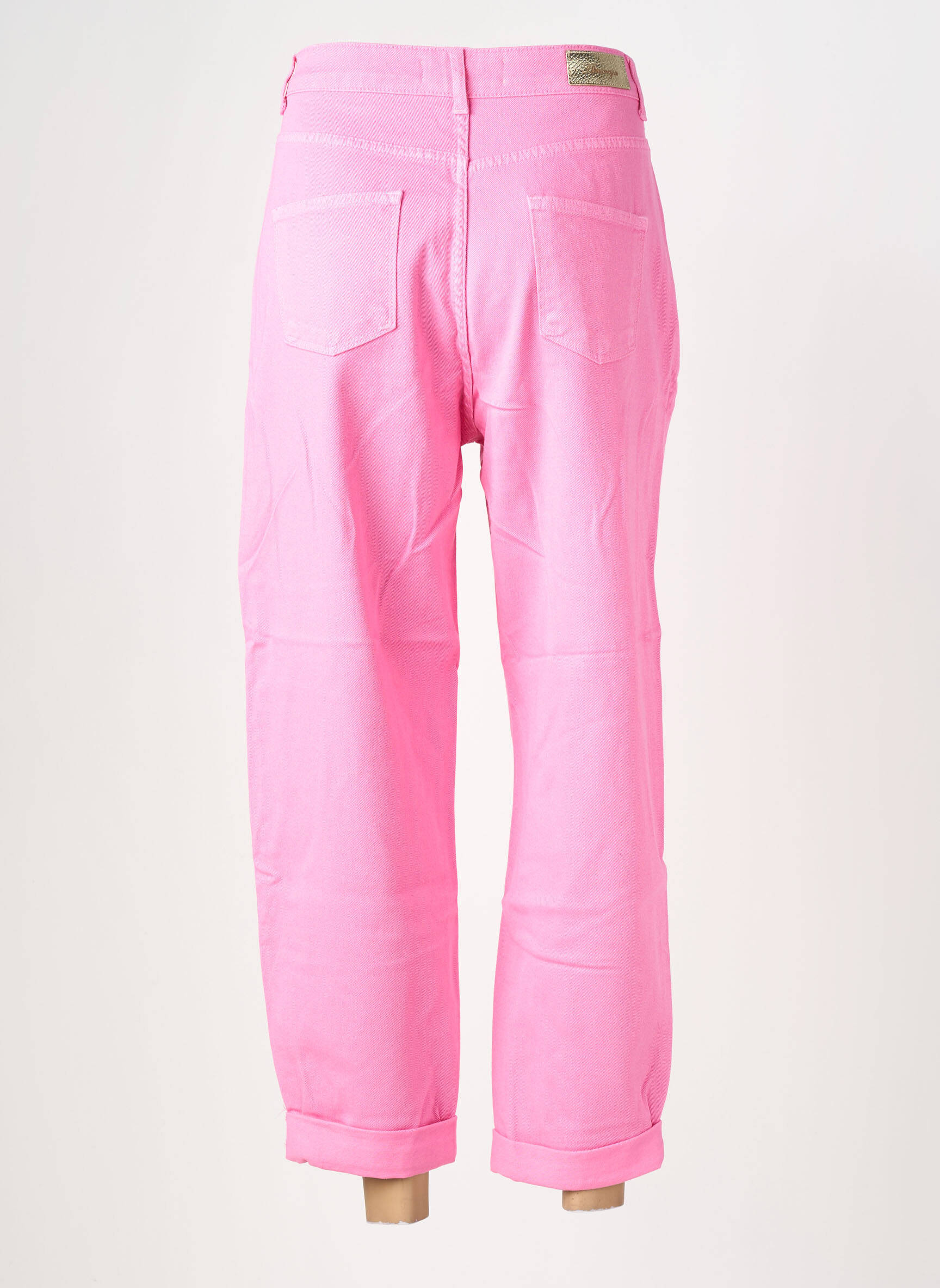Jeans coupe large stretch taille haute rose ALMANEGRA femme