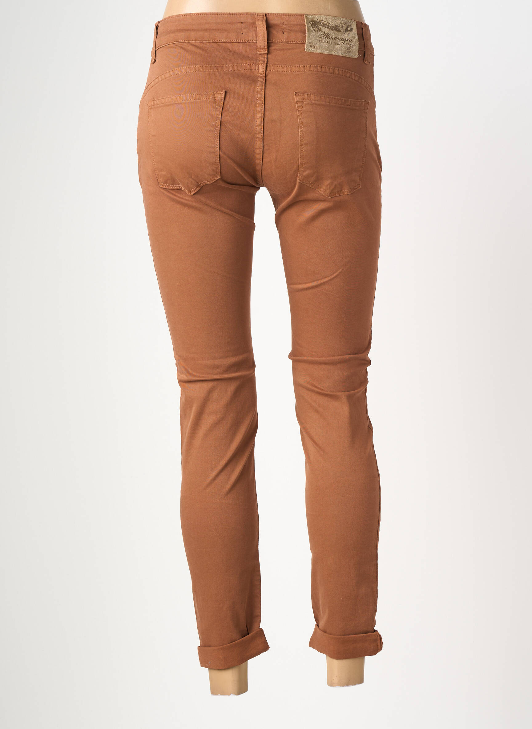 Pantalon slim taille élastique taille normale marron ALMANEGRA femme
