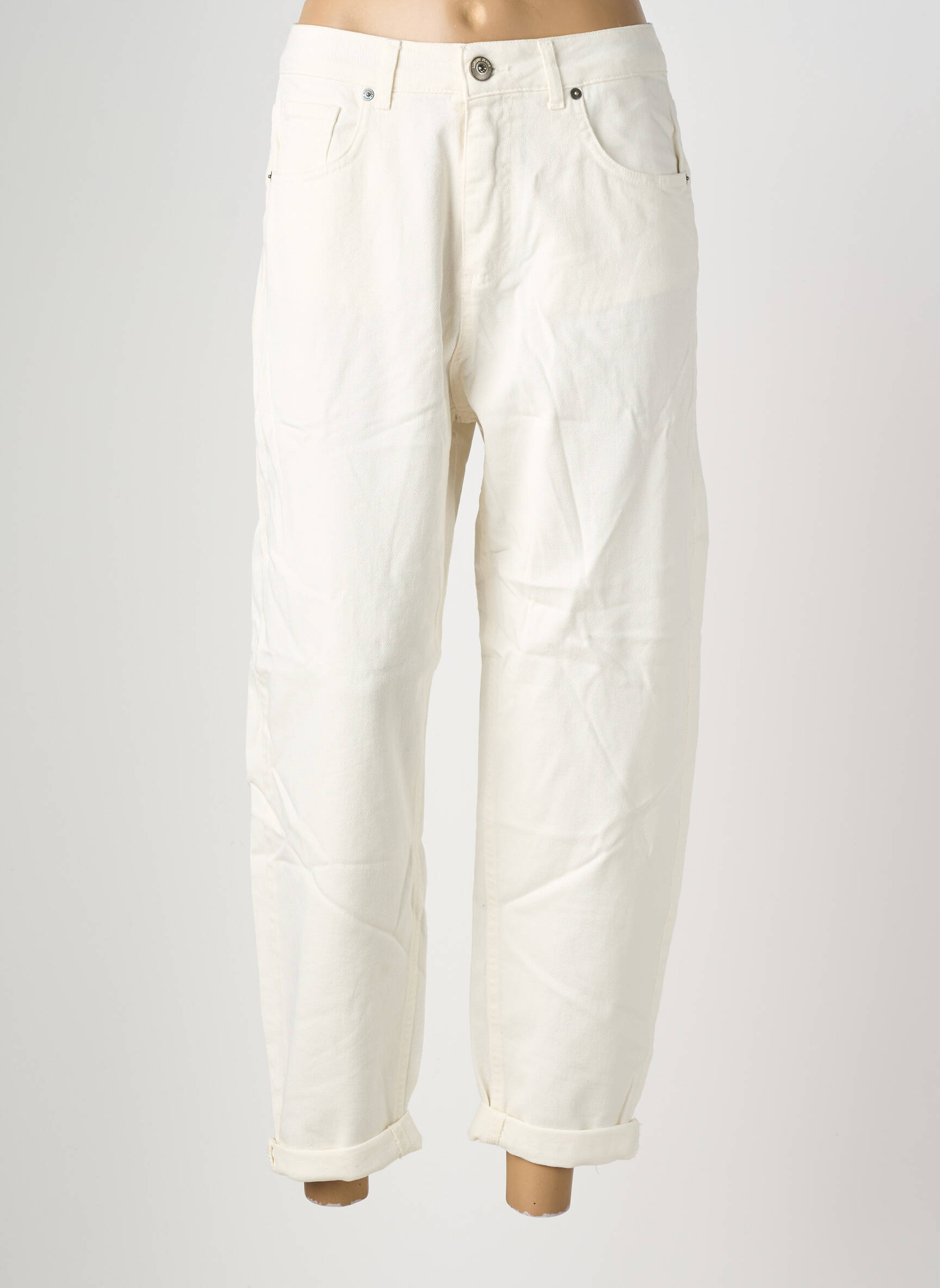 Jeans coupe large stretch taille haute blanc ALMANEGRA femme