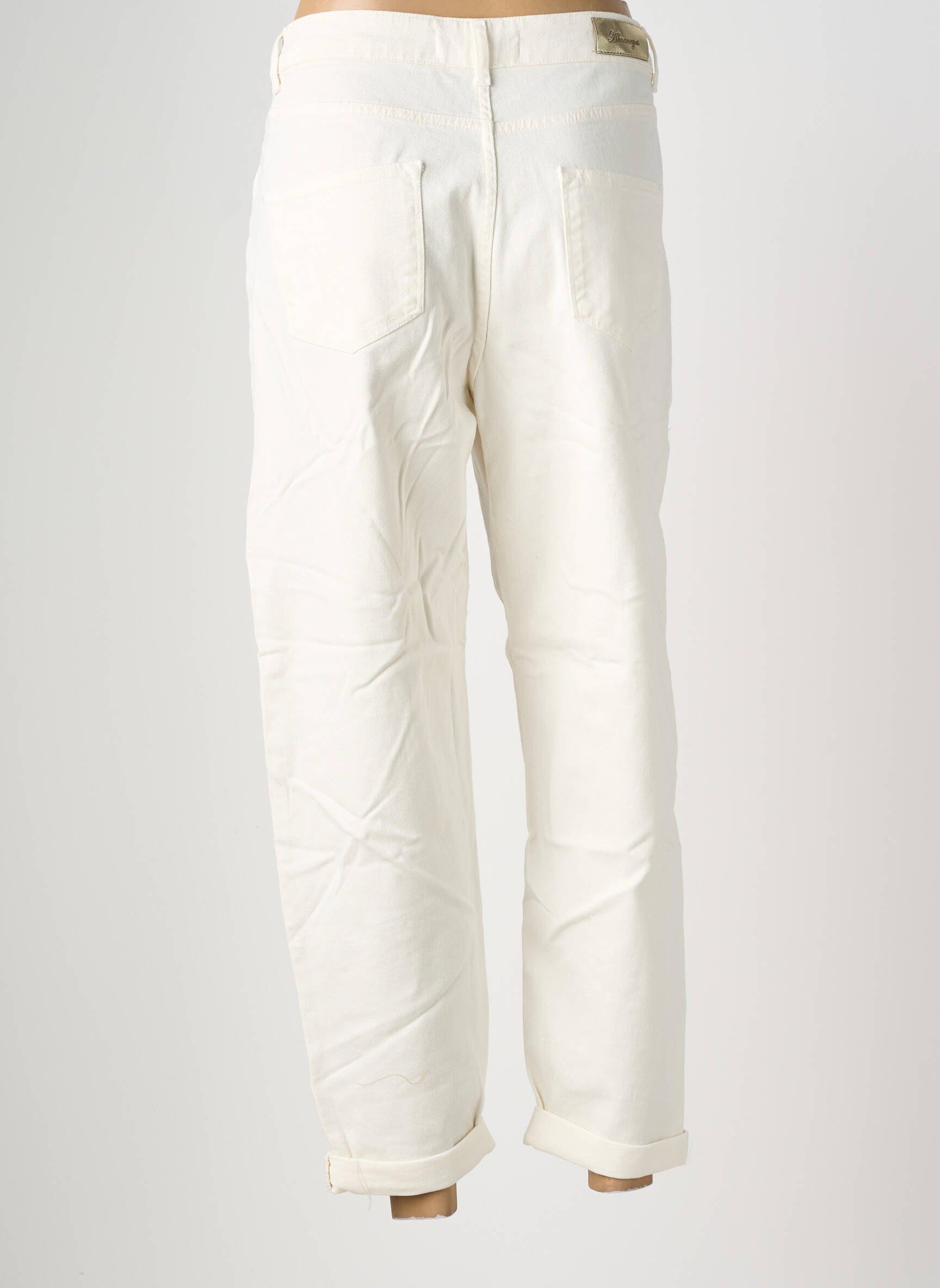 Jeans coupe large stretch taille haute blanc ALMANEGRA femme