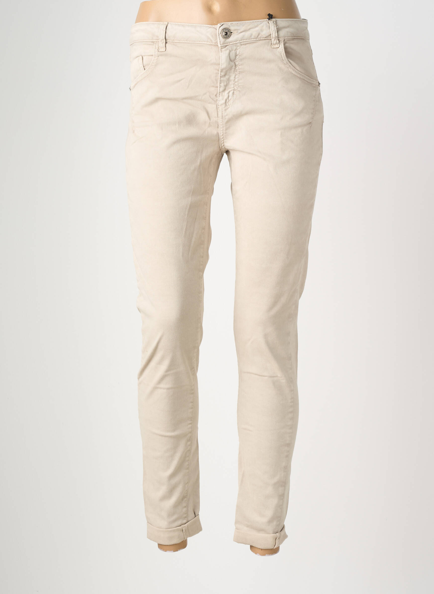Pantalon slim taille élastique taille normale beige MARYLEY femme