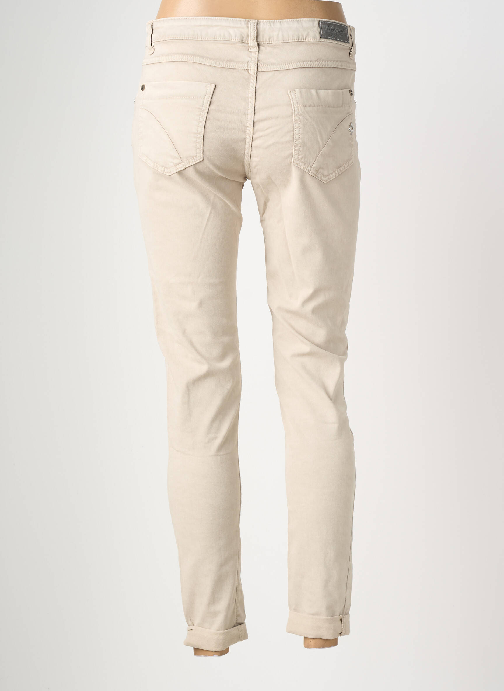 Pantalon slim taille élastique taille normale beige MARYLEY femme