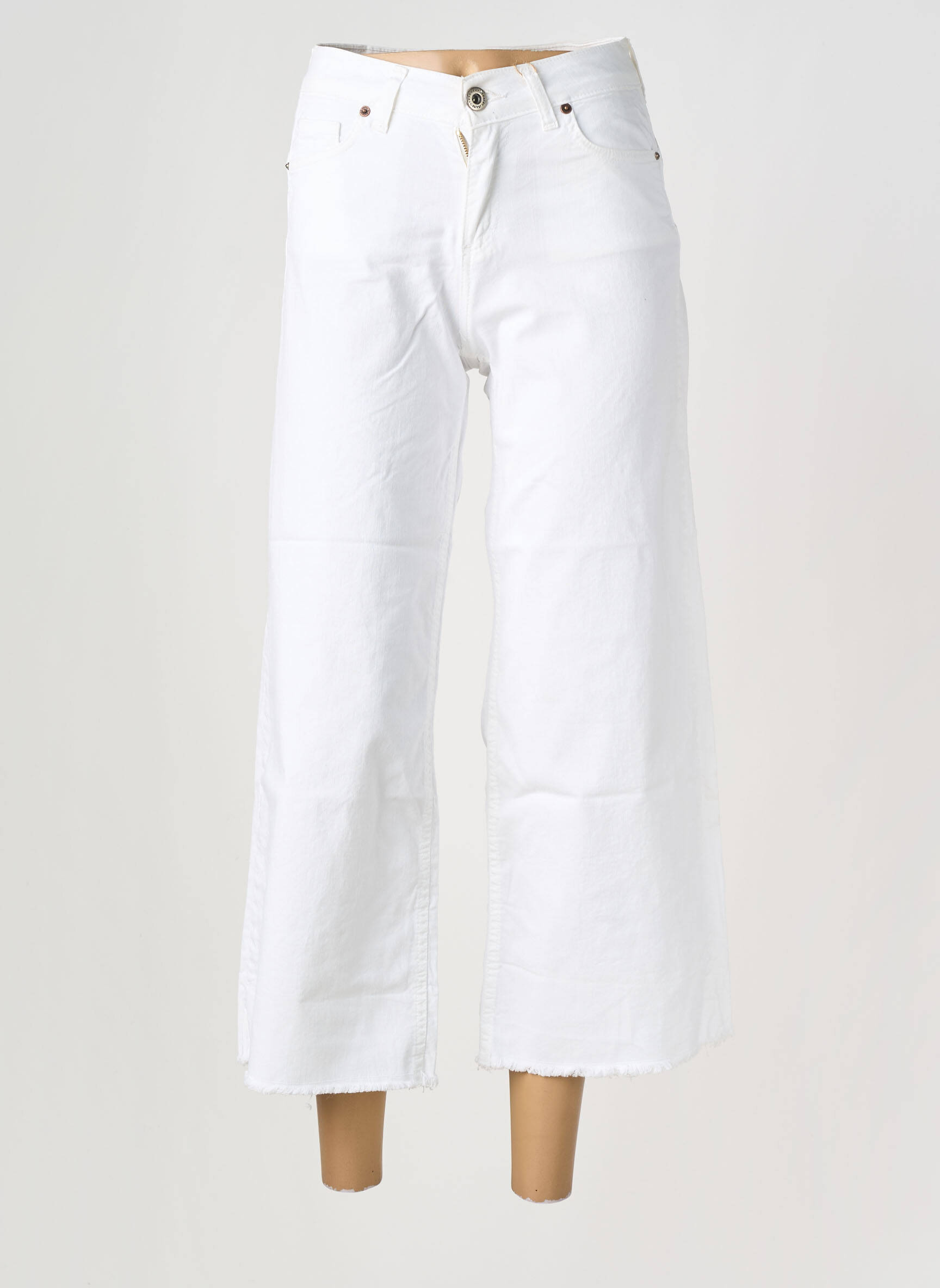 Pantalon 7/8 stretch taille normale blanc ALMANEGRA femme
