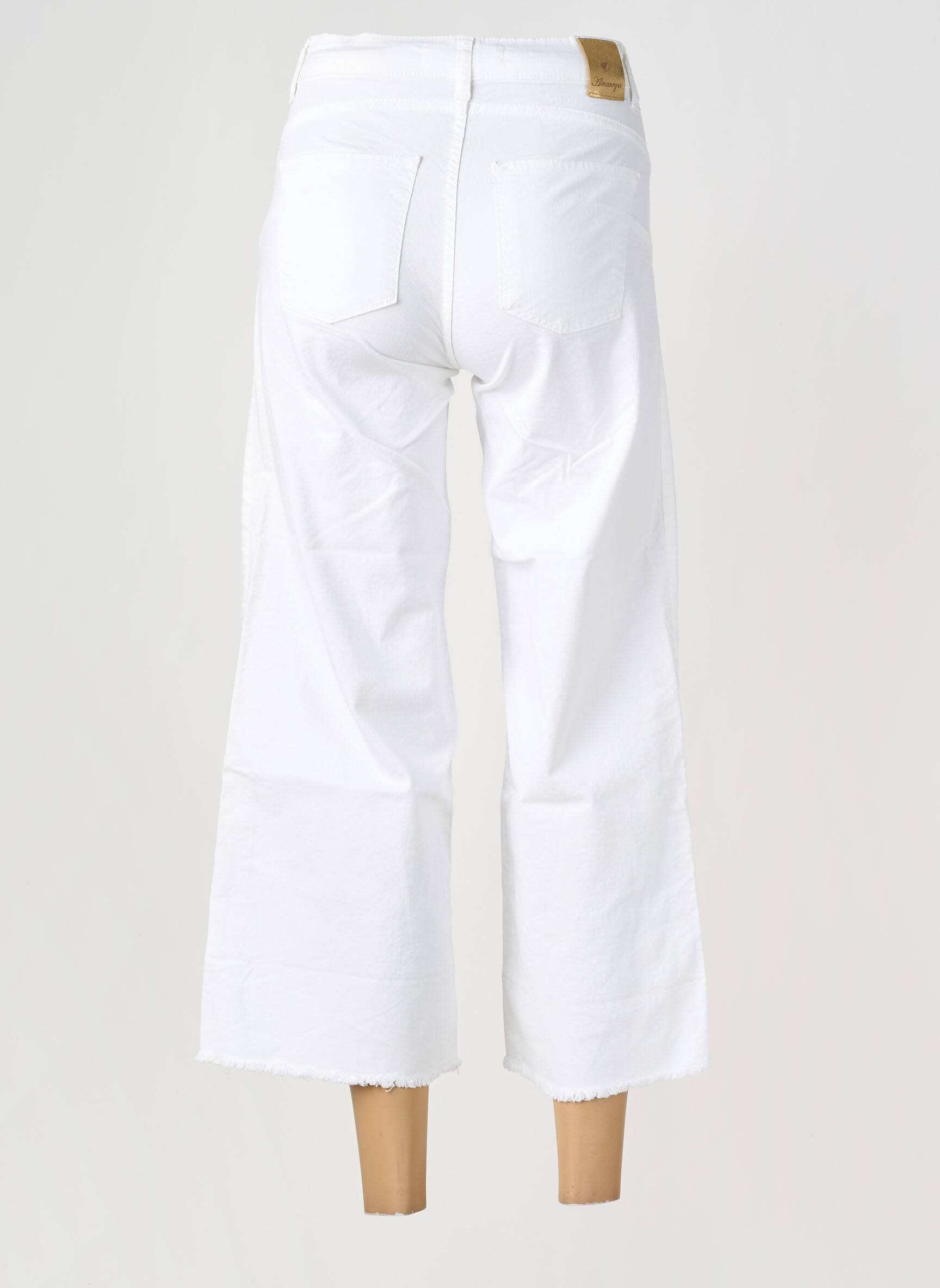 Pantalon 7/8 stretch taille normale blanc ALMANEGRA femme