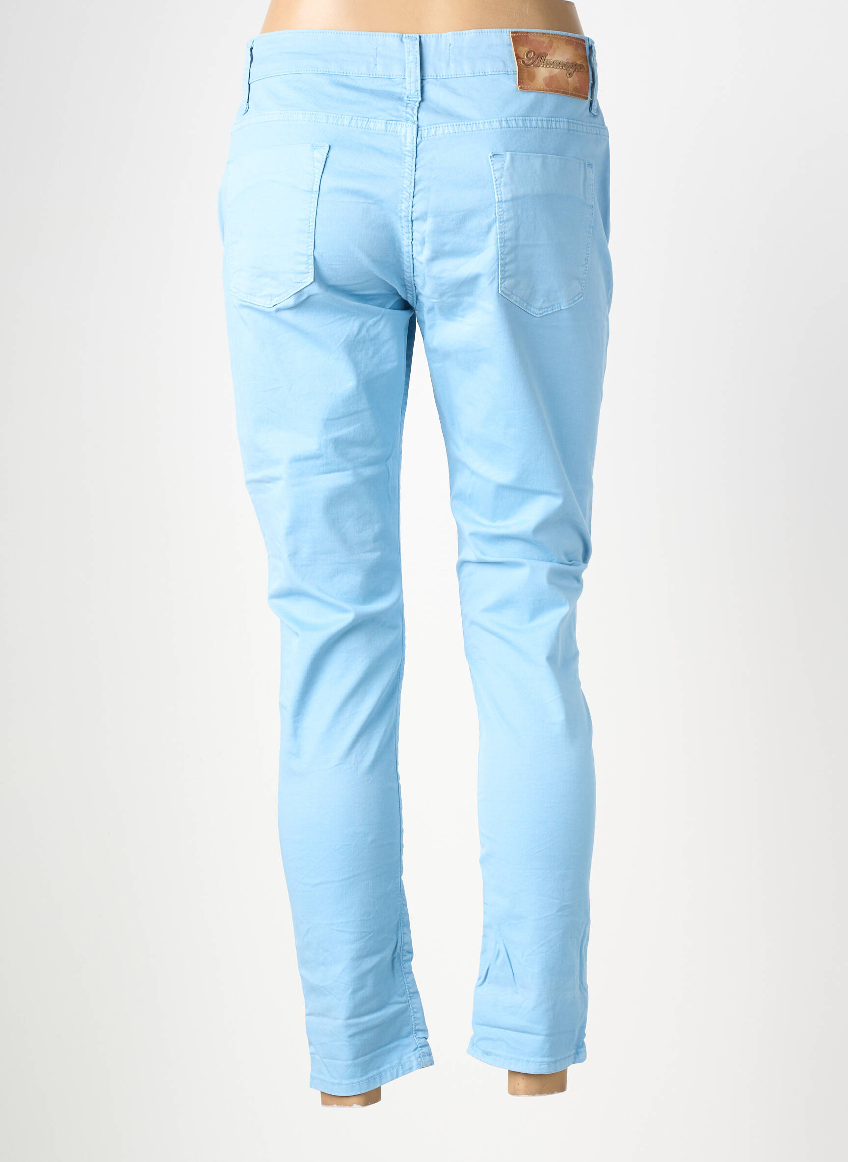 Pantalon 7/8 stretch taille normale bleu ALMANEGRA femme