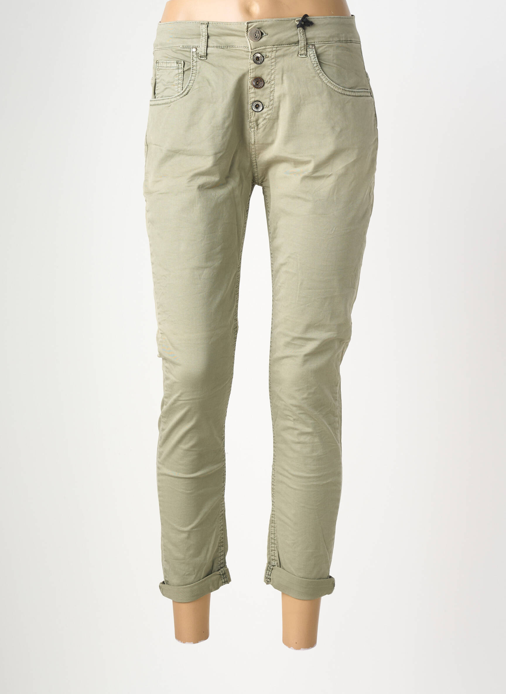 Pantalon 7/8 stretch taille normale vert ALMANEGRA femme