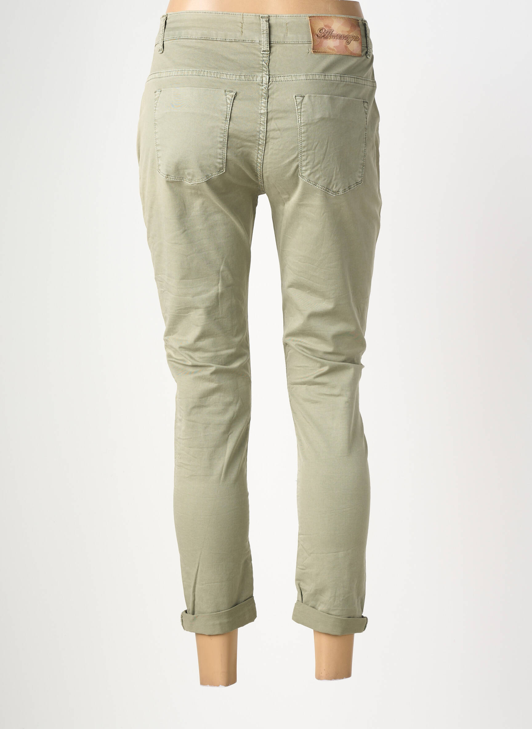 Pantalon 7/8 stretch taille normale vert ALMANEGRA femme