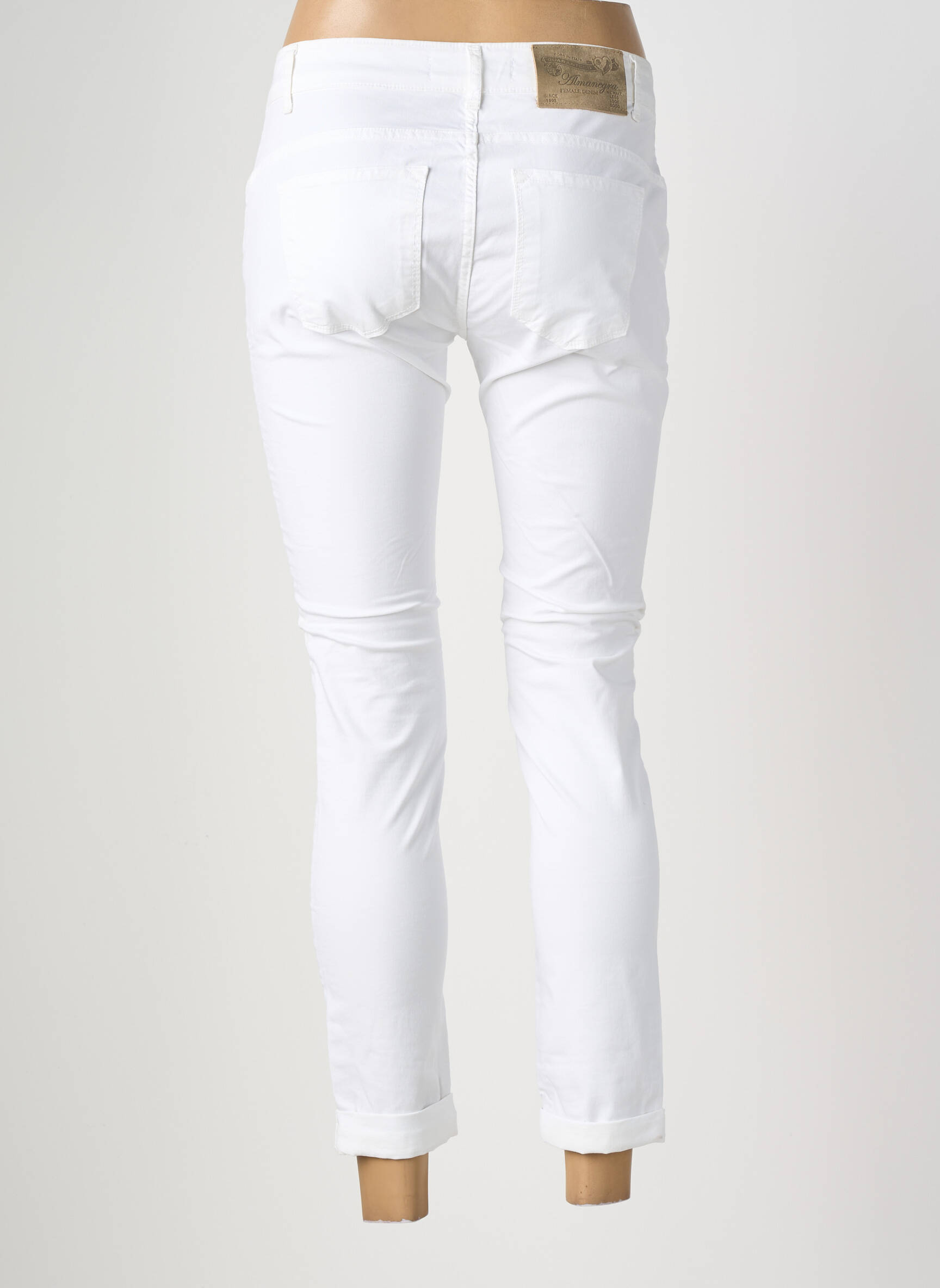 Pantalon 7/8 stretch taille normale blanc ALMANEGRA femme