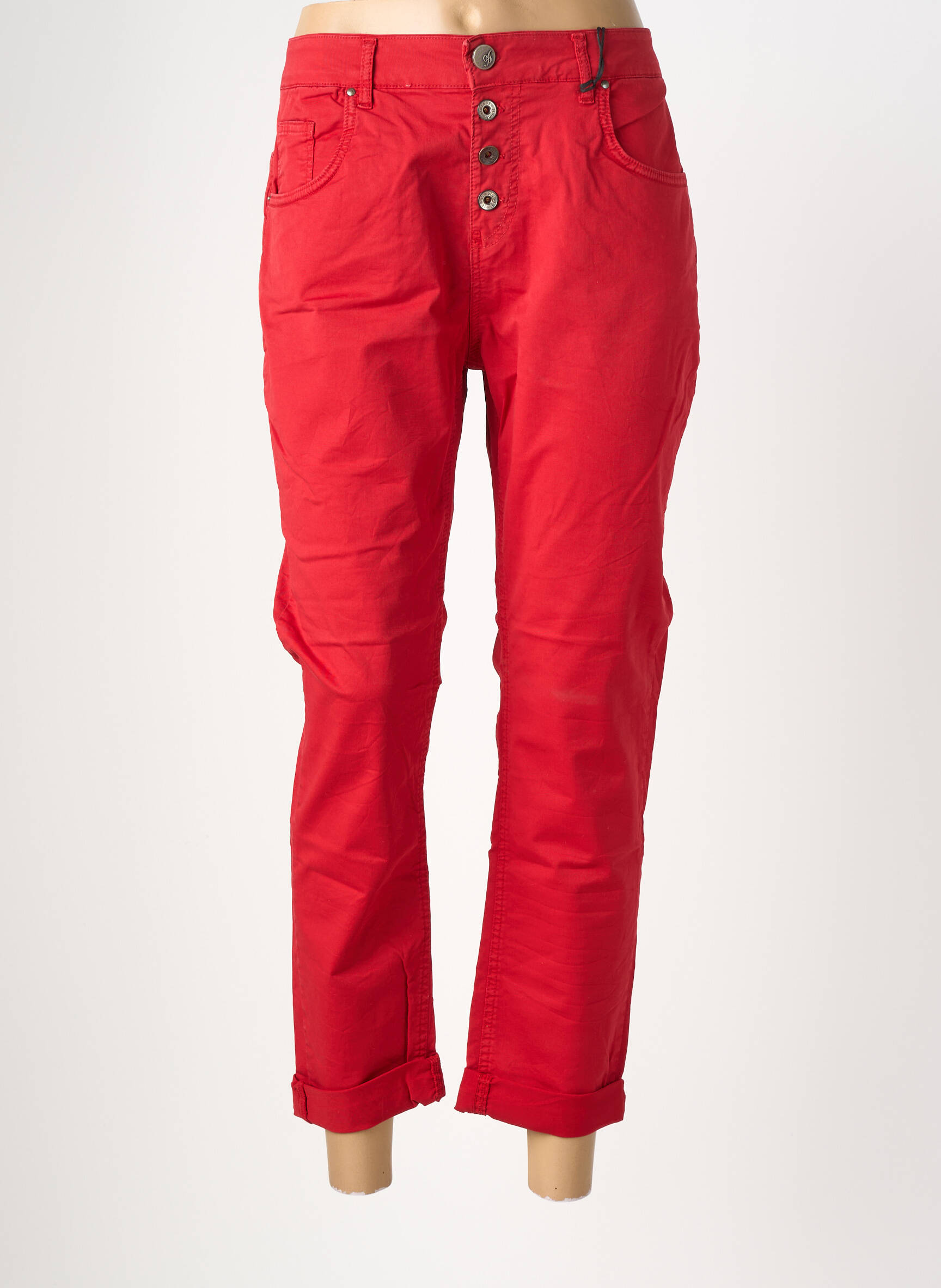 Pantalon 7/8 stretch taille normale rouge ALMANEGRA femme