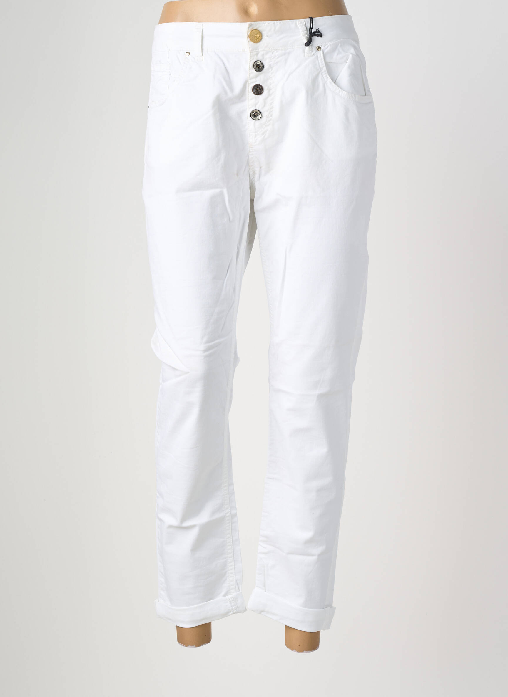 Pantalon 7/8 stretch taille normale blanc ALMANEGRA femme