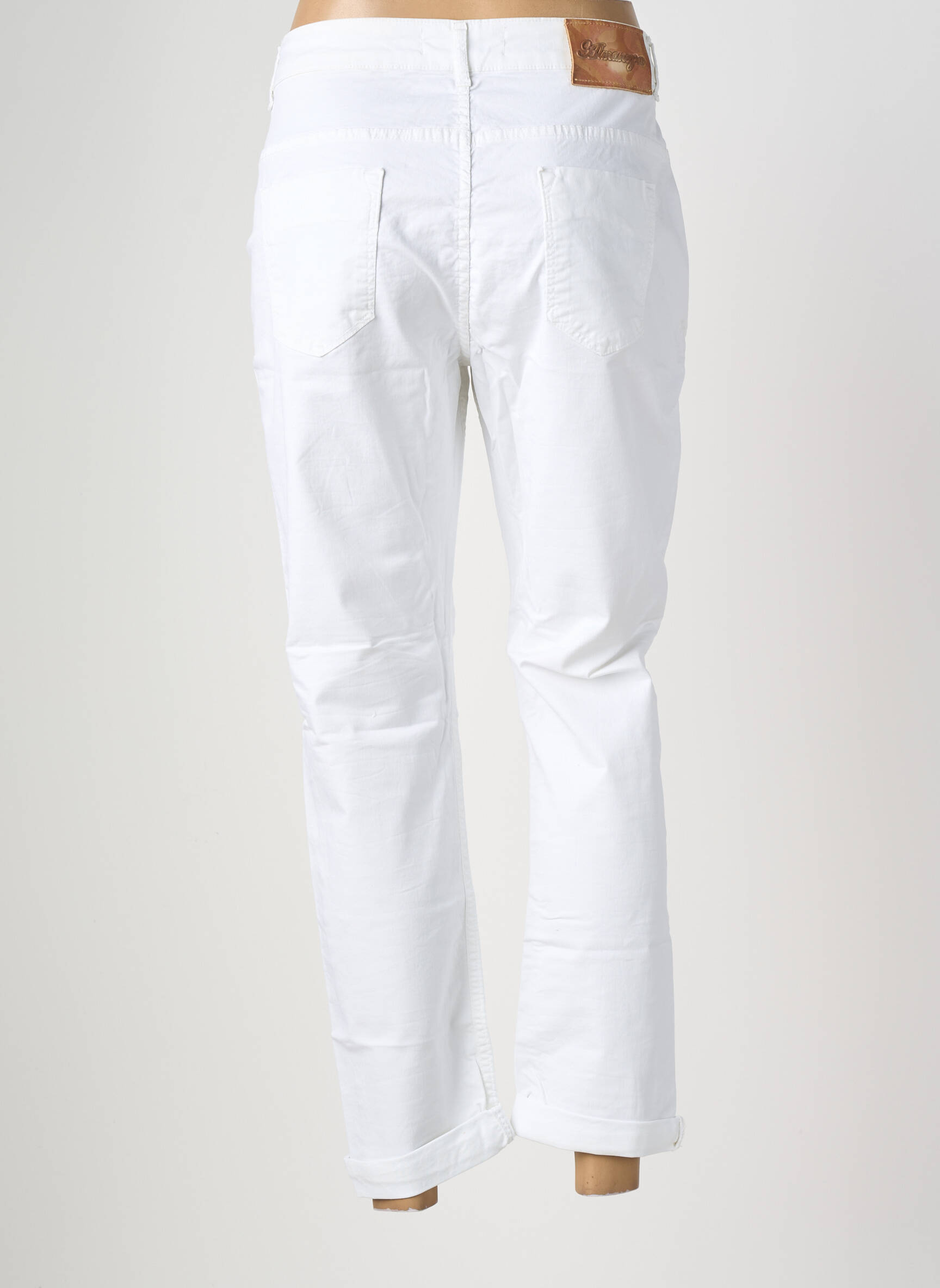 Pantalon 7/8 stretch taille normale blanc ALMANEGRA femme
