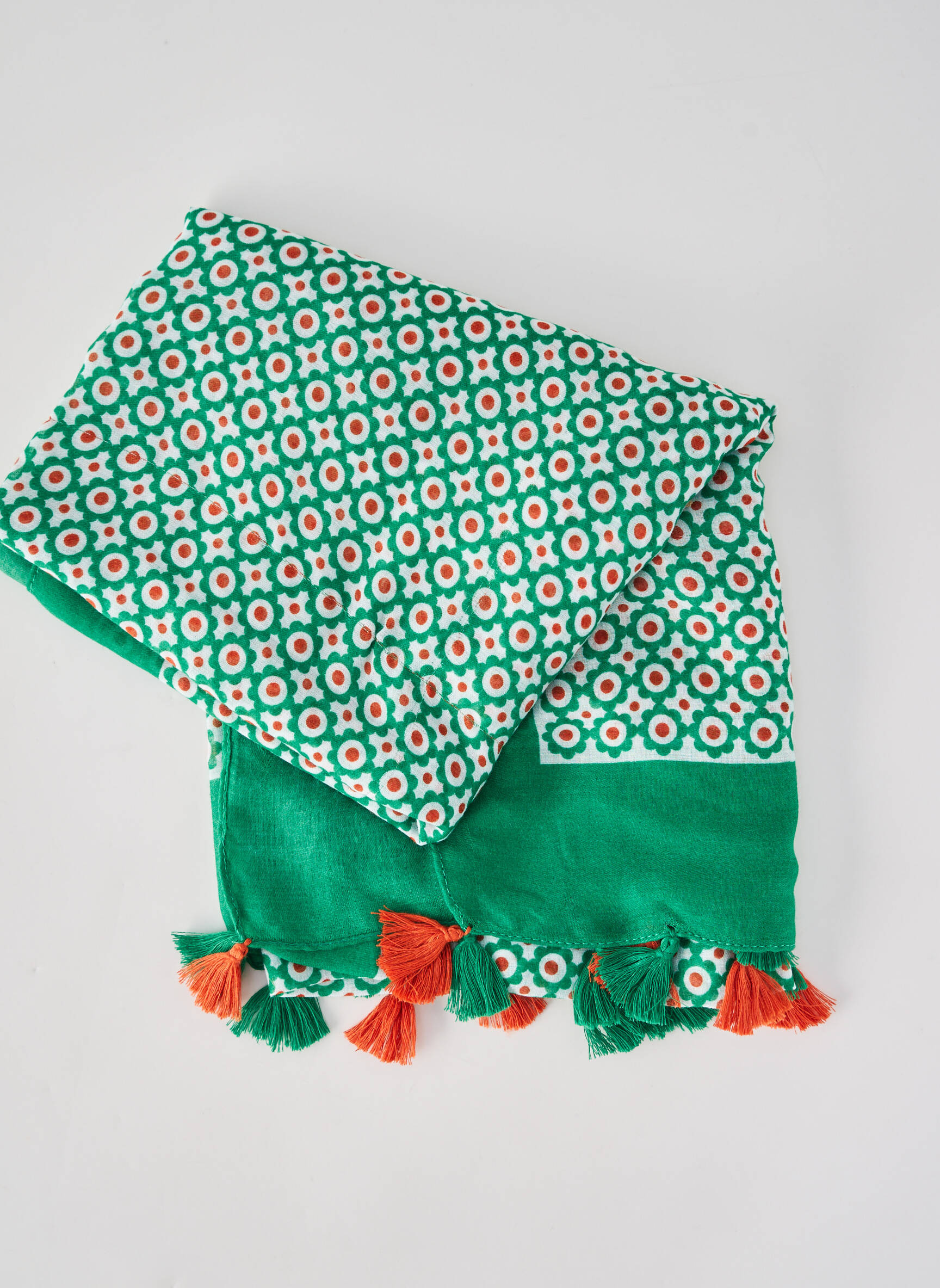 Foulard tissage popeline vert KING KONG femme