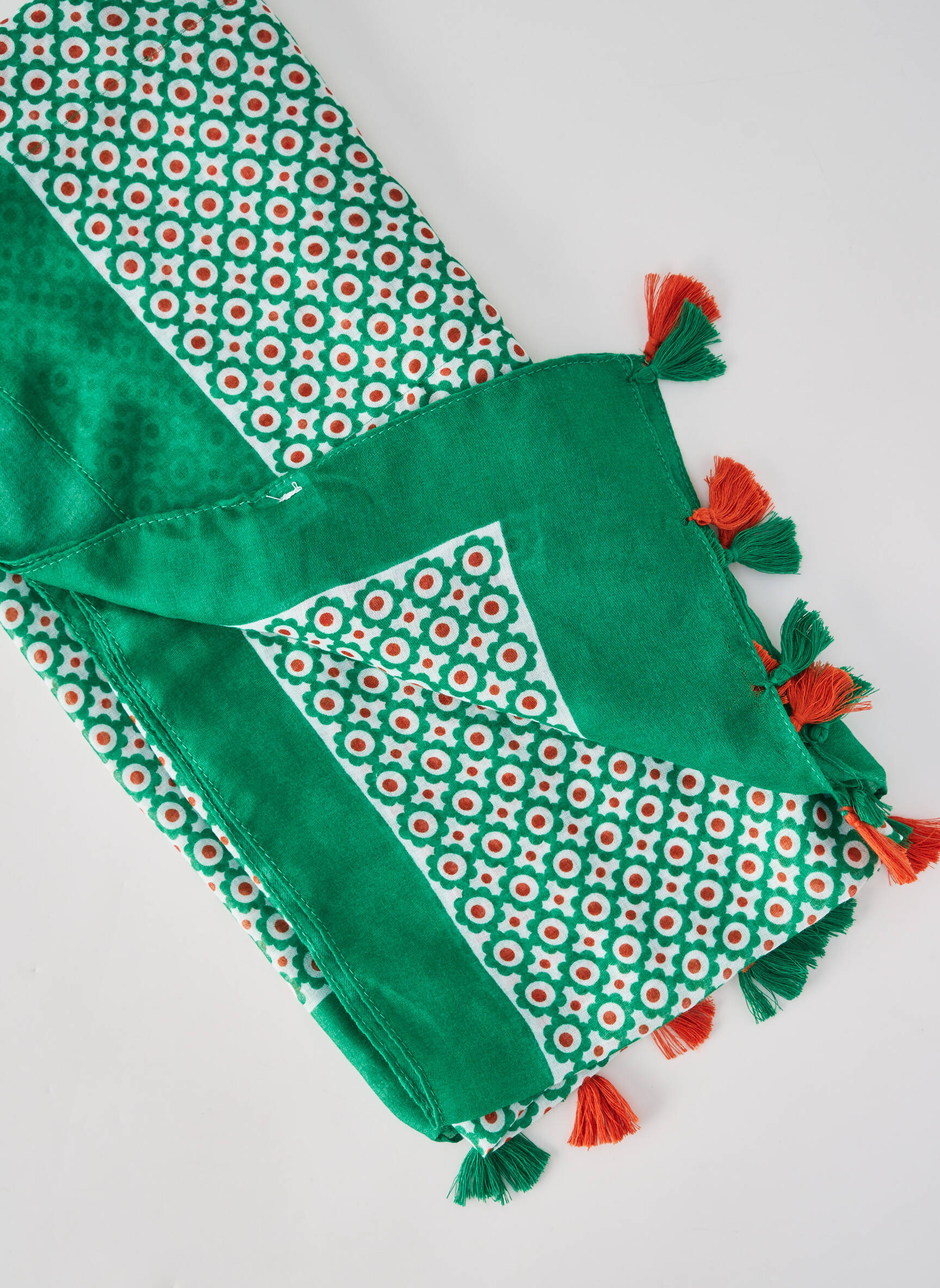 Foulard tissage popeline vert KING KONG femme
