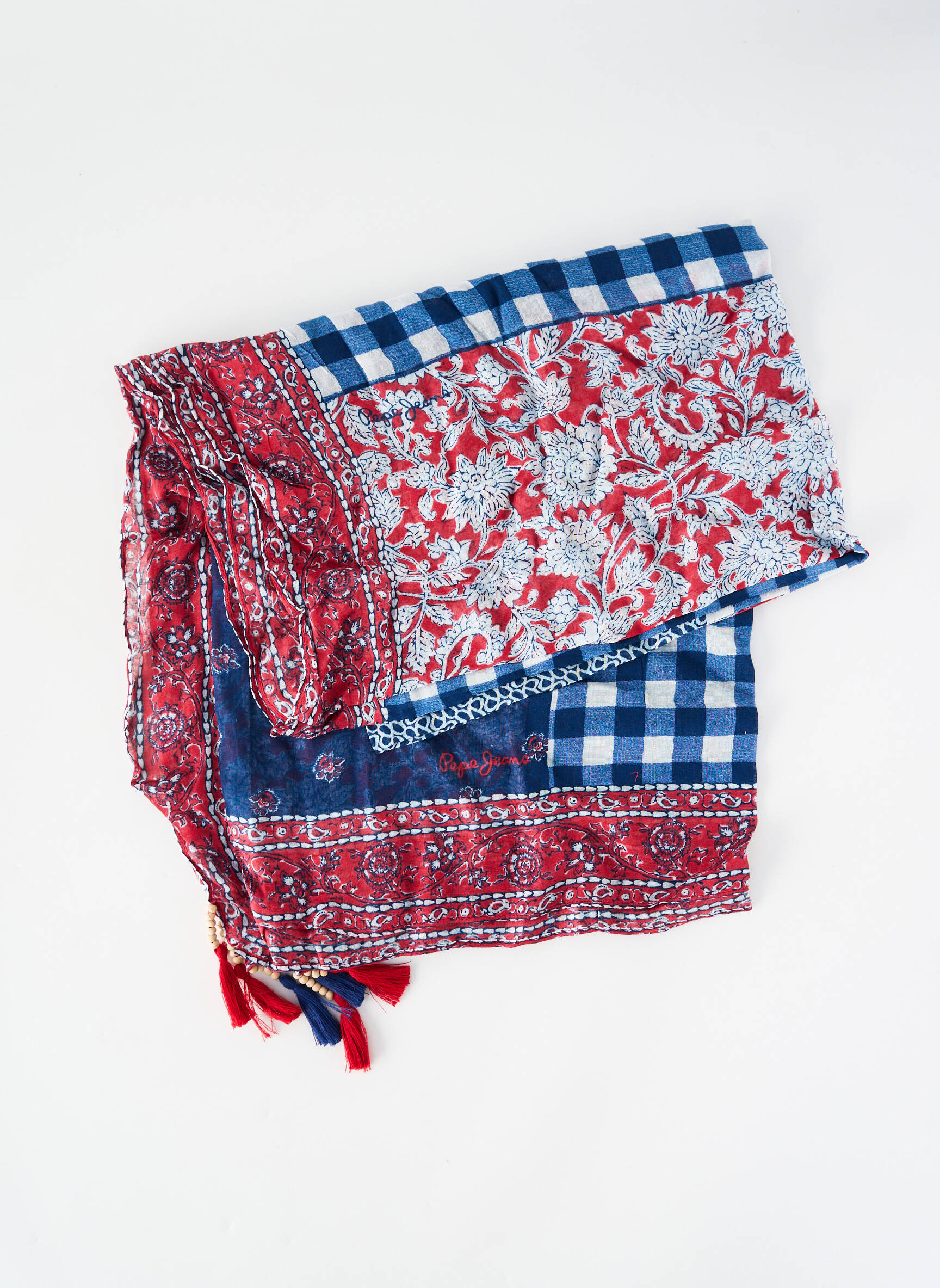 Foulard tissage popeline bleu PEPE JEANS femme