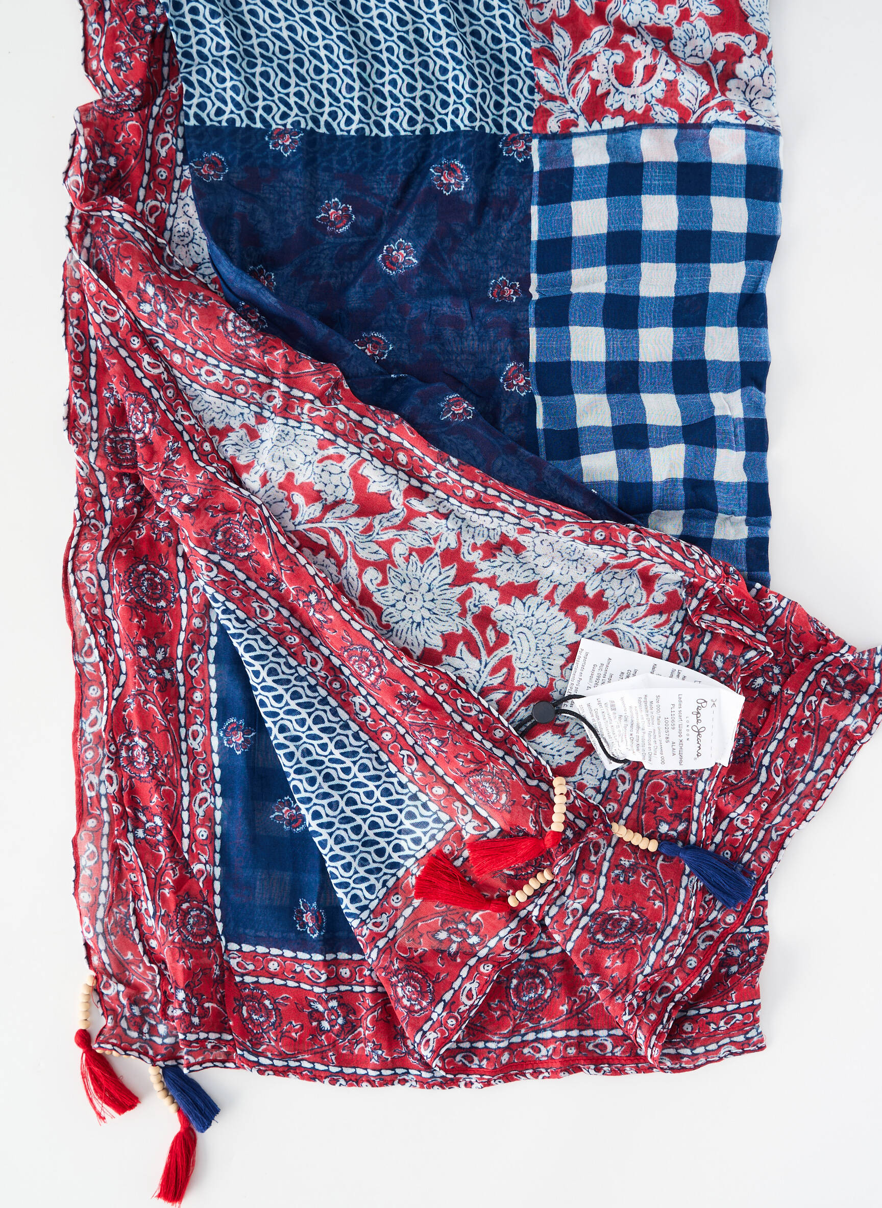 Foulard tissage popeline bleu PEPE JEANS femme