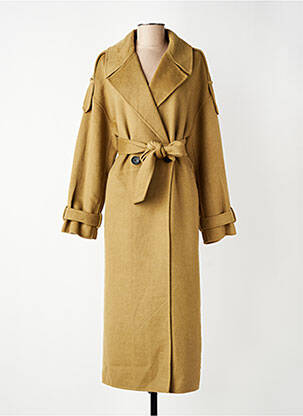 Manteau long coupe cintrée sans capuche vert YAYA femme