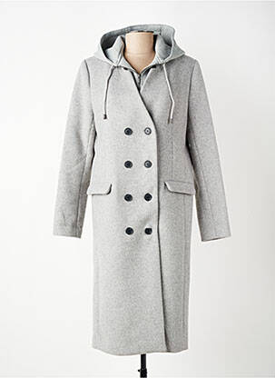 Manteau long a capuche a capuche gris IKKS femme