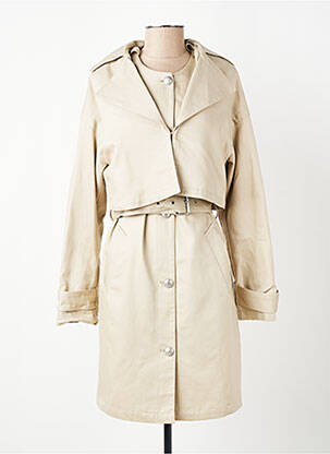 Trench tissage popeline sans capuche beige IKKS femme
