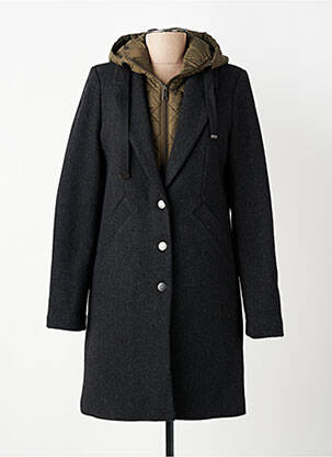 Manteau long a capuche a capuche noir I-COTON femme