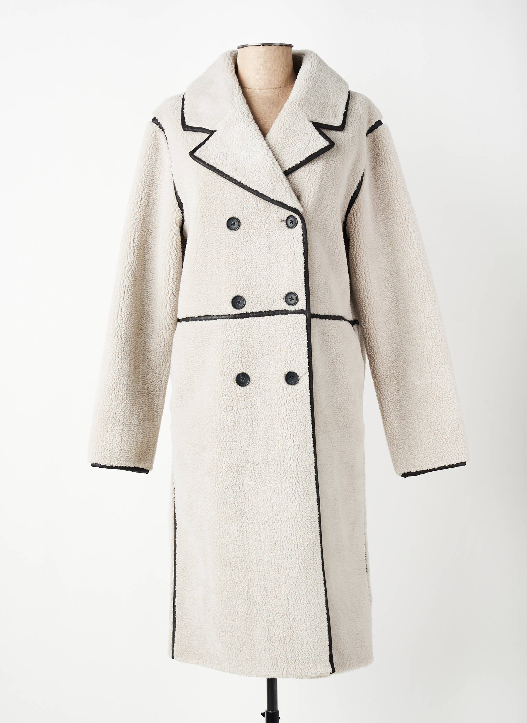 Manteau long coupe cintrée sans capuche gris YAYA femme