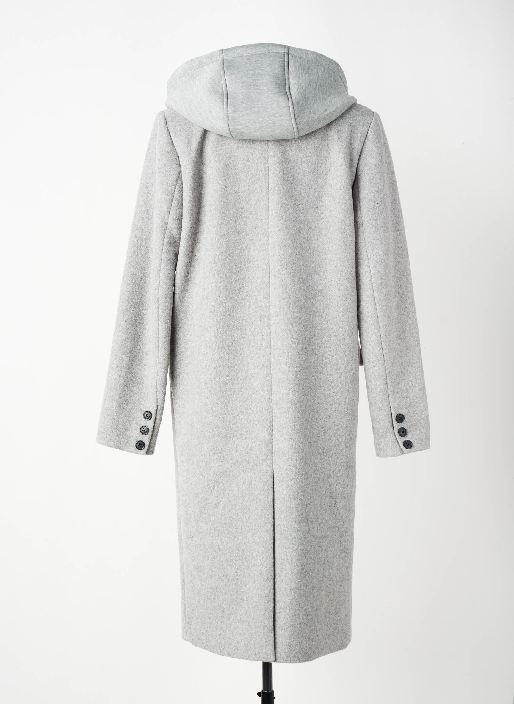 Manteau long a capuche a capuche gris IKKS femme