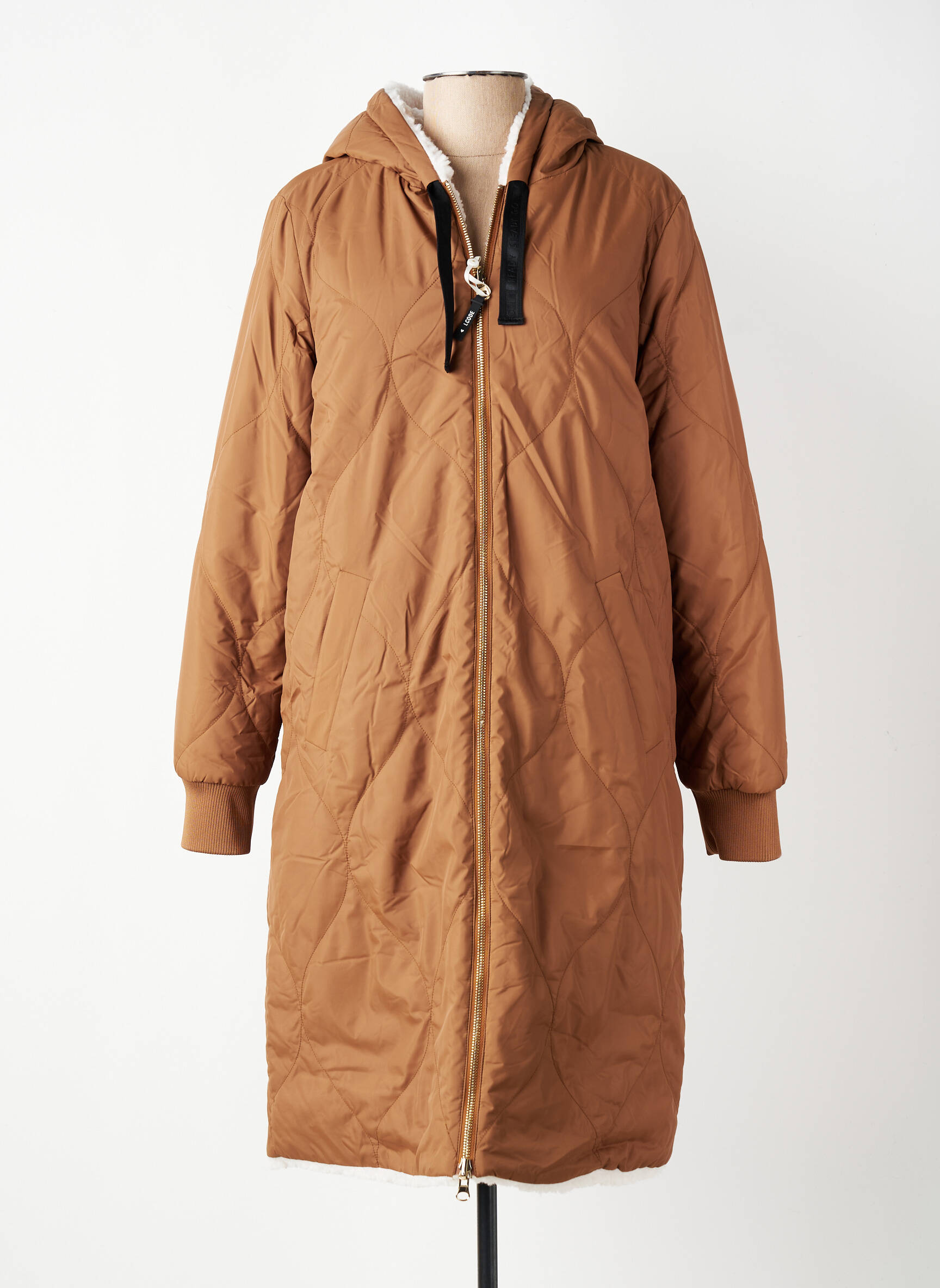 Doudoune manches longues a capuche marron I.CODE (By IKKS) femme