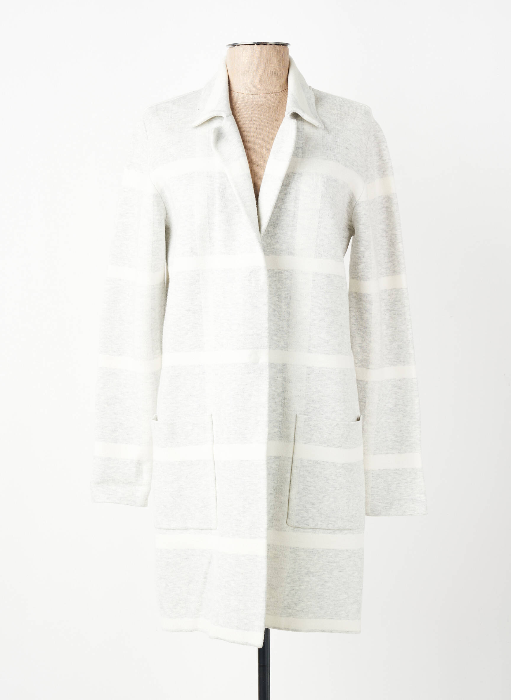 Manteau long coupe cintrée sans capuche gris YAYA femme