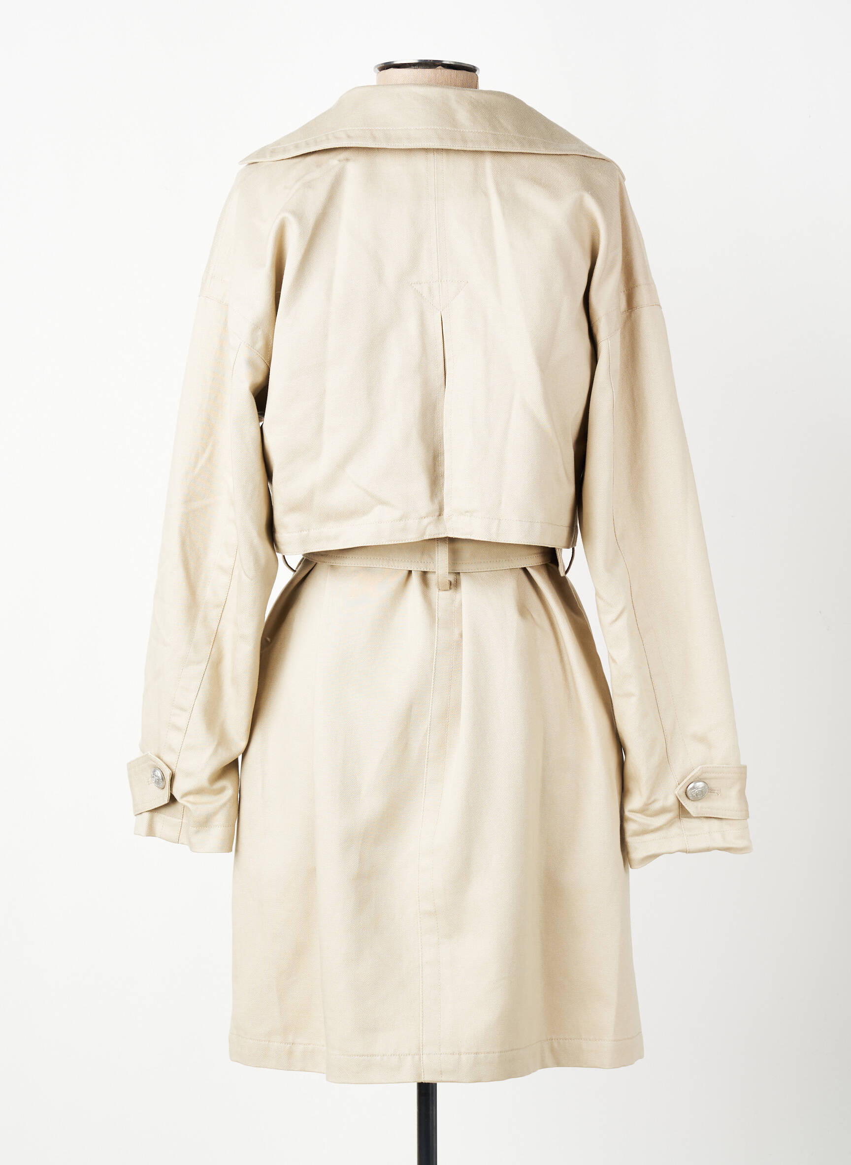 Trench tissage popeline sans capuche beige IKKS femme