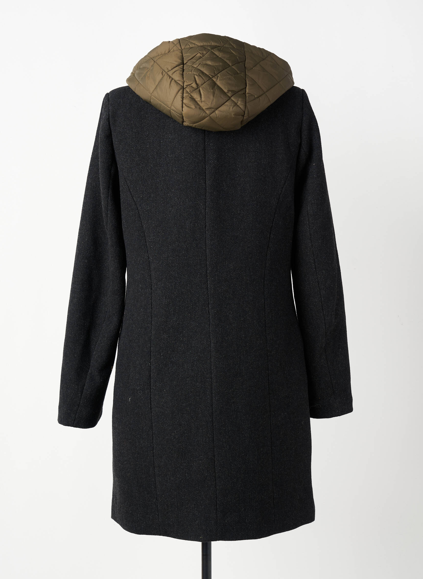 Manteau long a capuche a capuche noir I-COTON femme