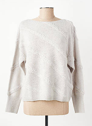 Pull maille ajourée manches longues gris YAYA femme