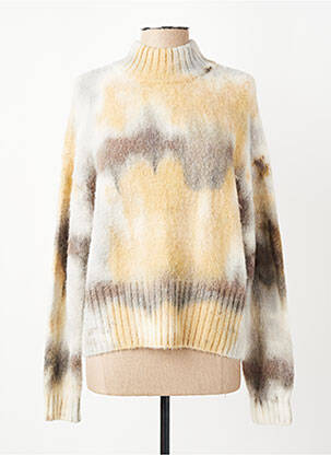 Pull maille ajourée manches longues jaune YAYA femme