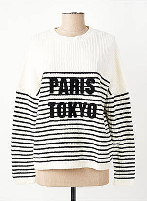 Pull coupe droite manches longues blanc IKKS femme